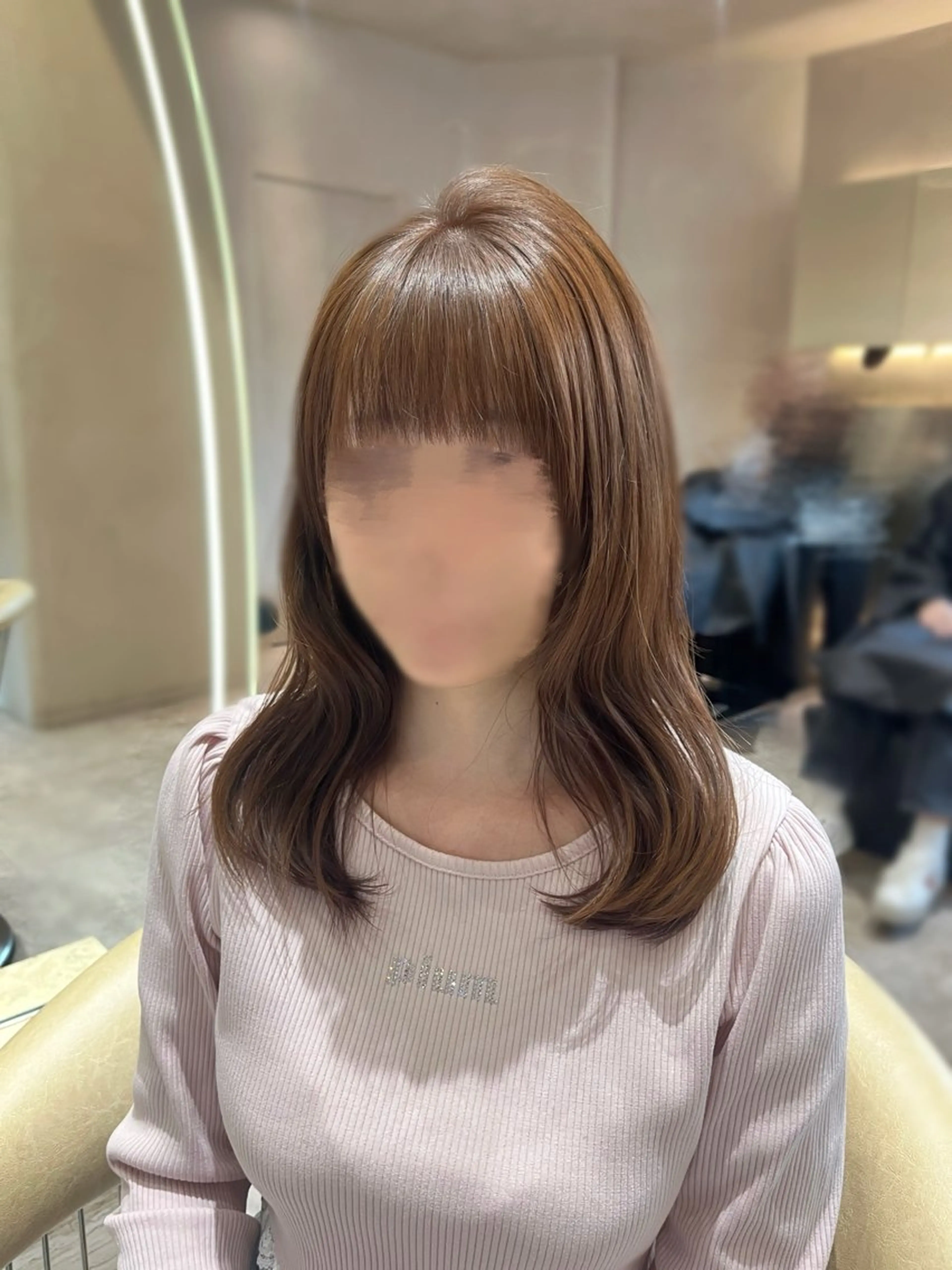 ミディアム カラー カット ヘアカラー 顔周りカット/ 透明感カラー/ユナのヘアスタイル