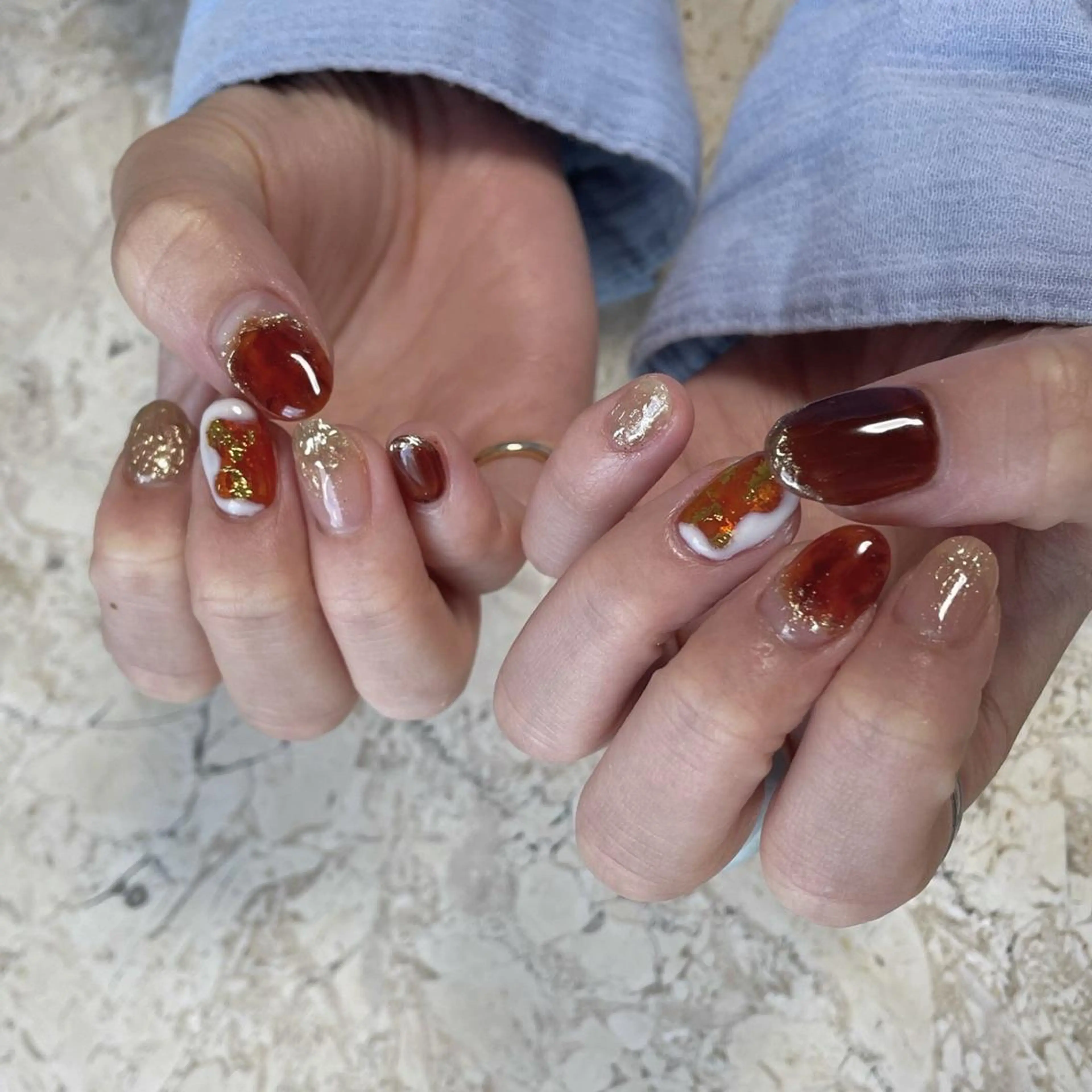 ネイル アニマル柄 アートネイル べっ甲ネイル フレンチネイル ジェルネイル ハンドネイル フットネイル nail salon mieux(ミュー)のネイルデザイン