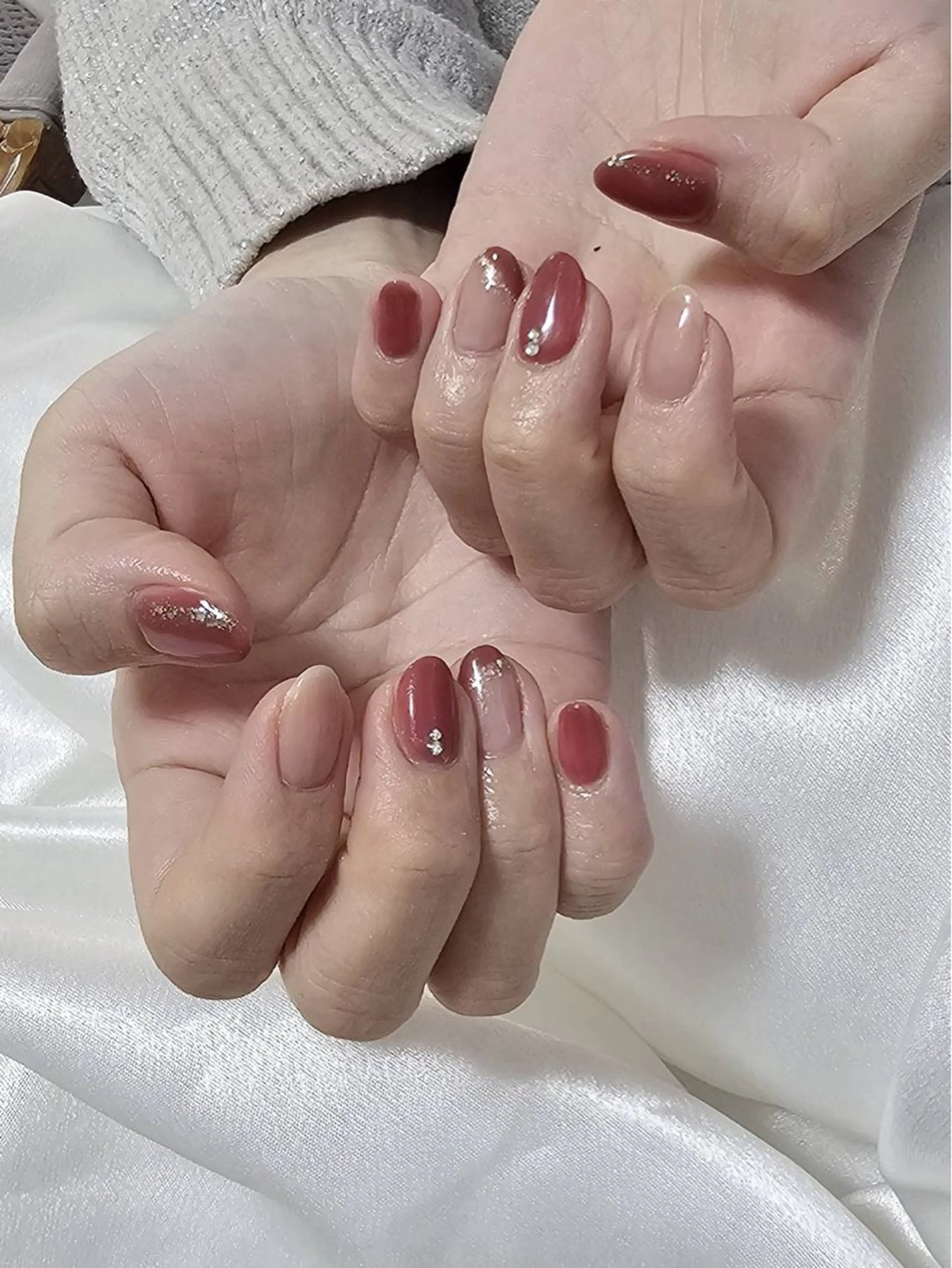 ネイル オーロラネイル 桜ネイル フラワーネイル フットネイル フレンチネイル ハンドネイル Mogu nail 二子玉川のネイルデザイン