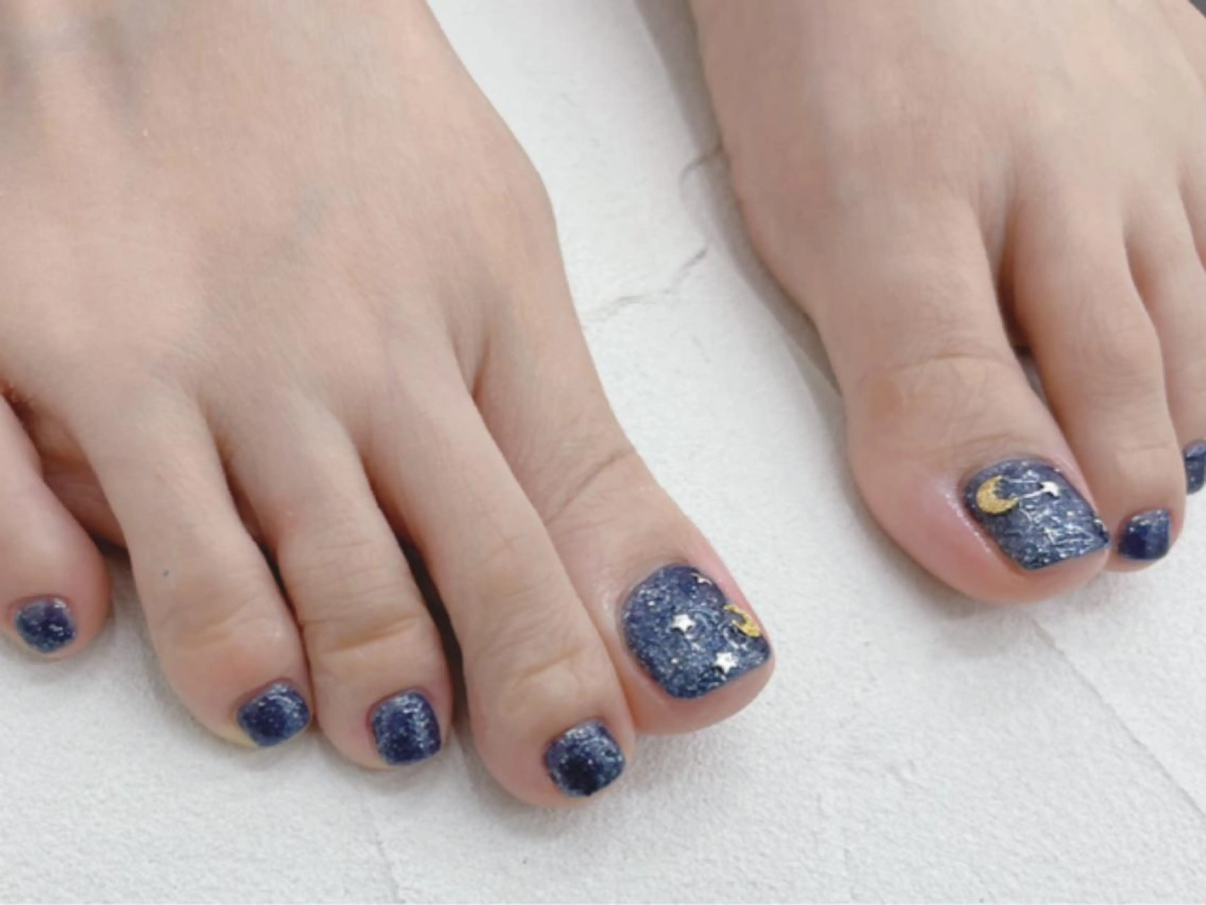 ネイル ブルー フットネイル ラメ(グリッター) ビアンカ武蔵小金井 ほしののネイルデザイン