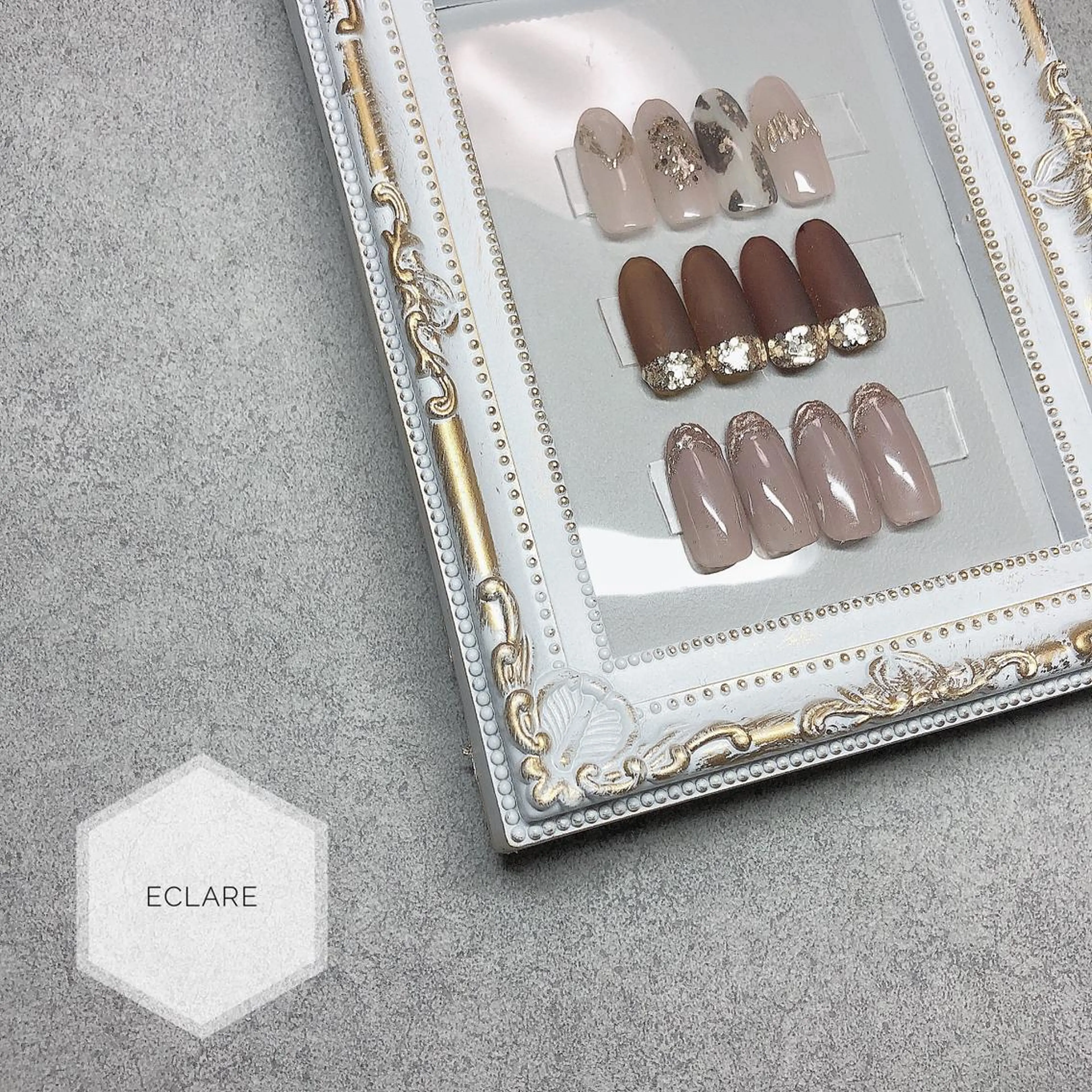 ネイル アートネイル ブラウン フットネイル フレンチネイル ジェルネイル Nail Salon ECLAREのネイルデザイン