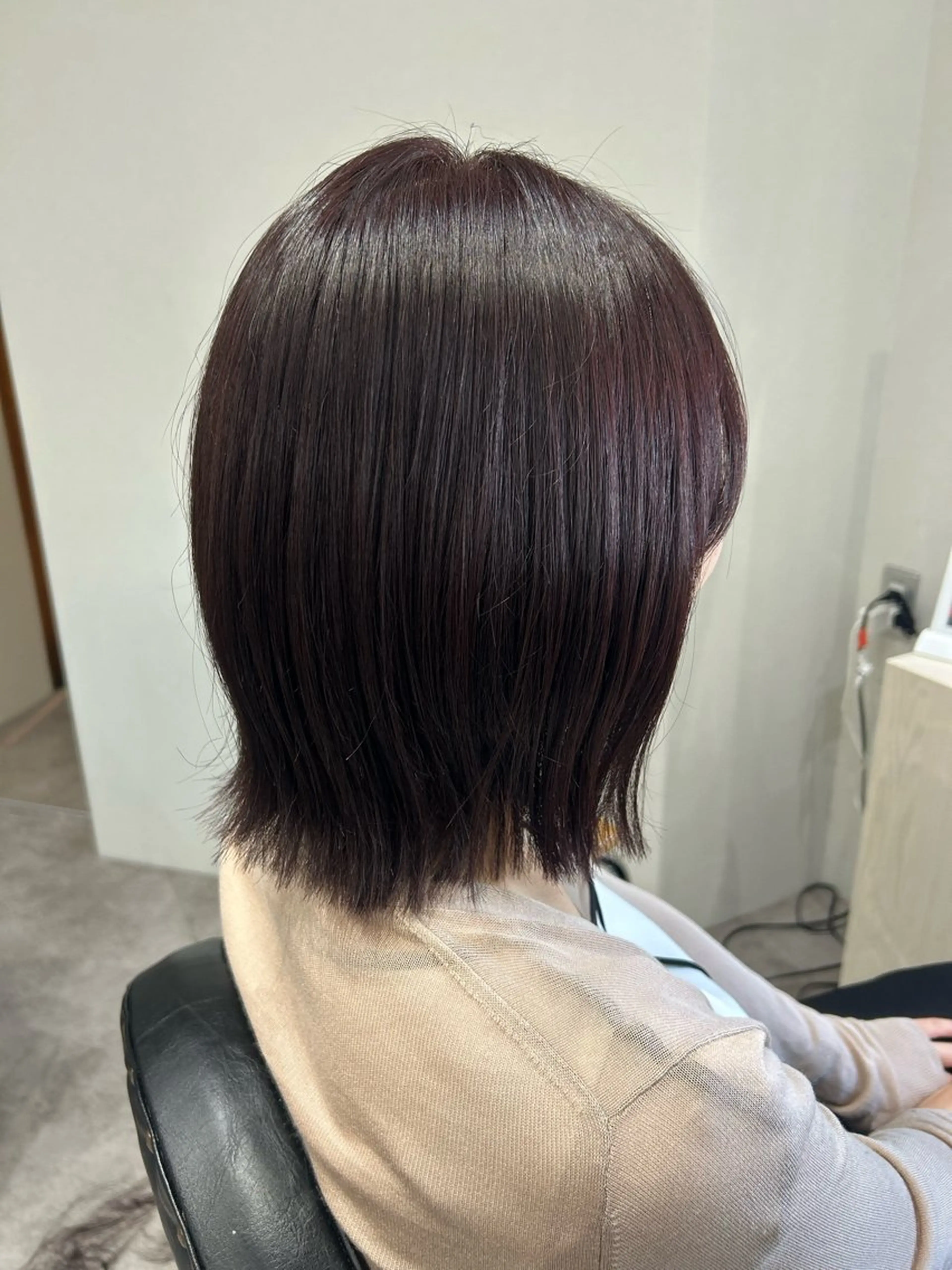 ミディアム カラー ヘアアレンジ ボルドーカラー ヘアカラー ボブ /ニュアンス/ satomi🧸💖のヘアスタイル