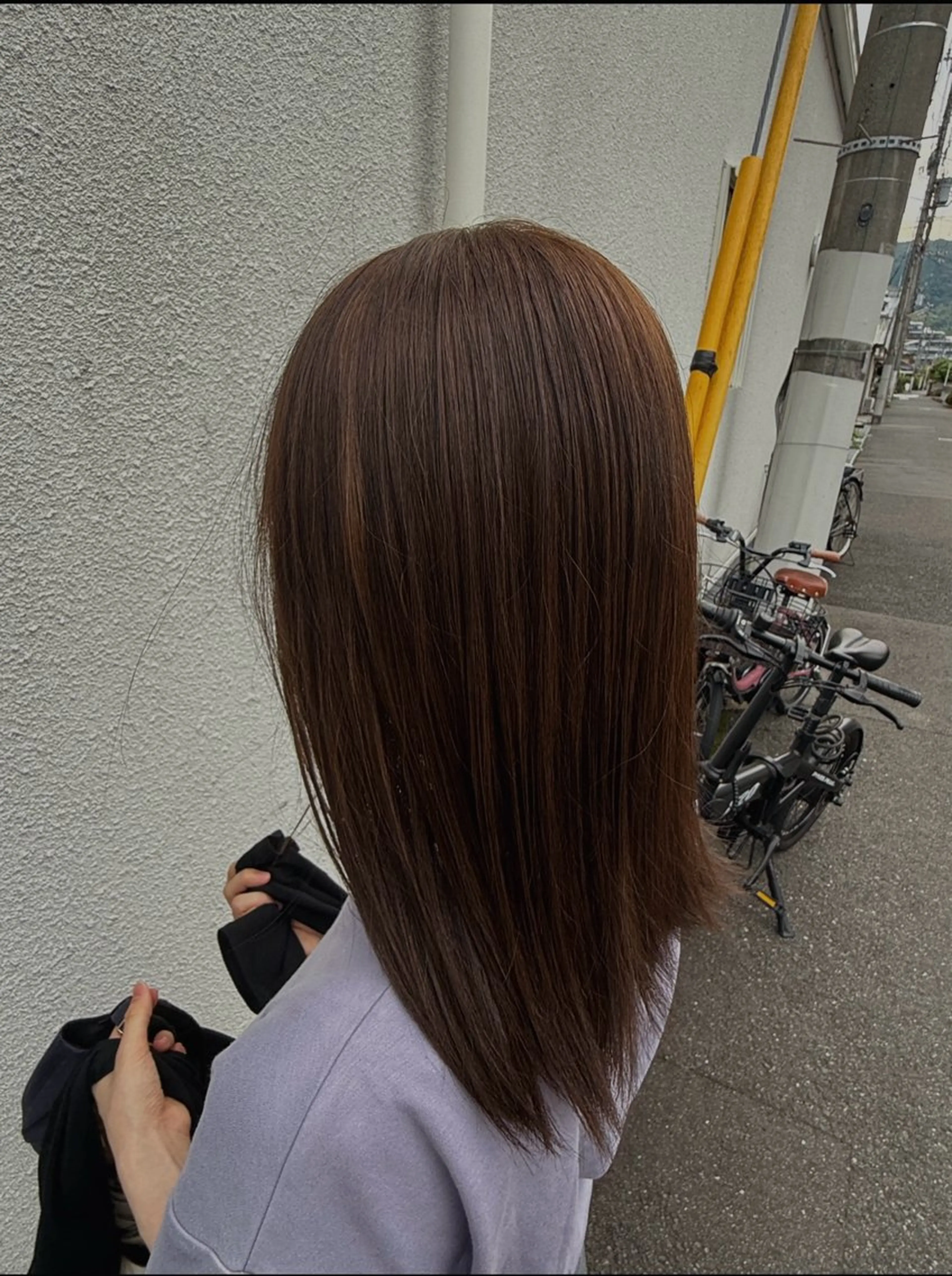 ミディアム カラー オリーブカラー ヘアカラー 大立 七夏のヘアスタイル