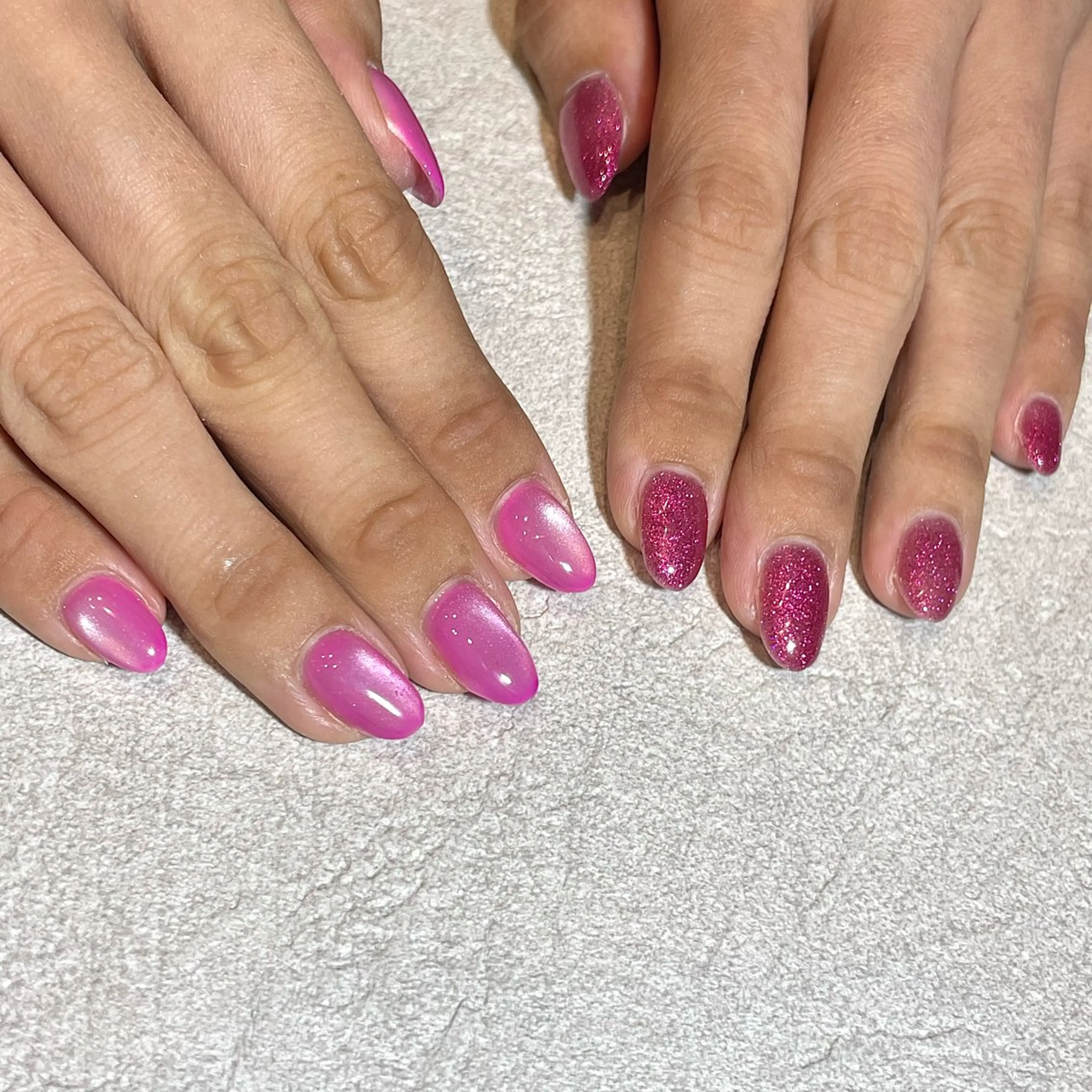 ネイル ラメ(グリッター) マグネットネイル ピンク 燈乃工房/ 松原李菜のネイルデザイン