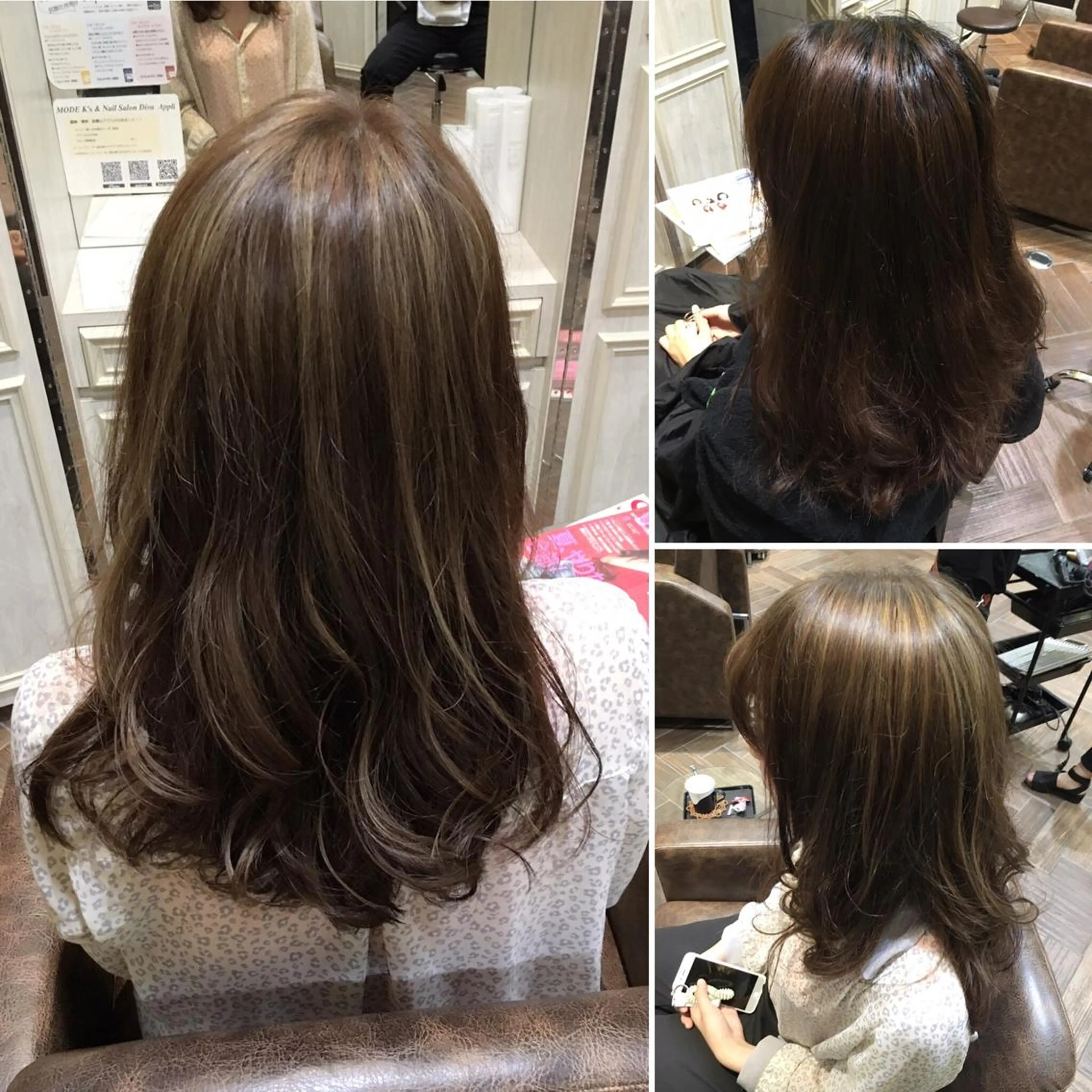 セミロング カラー パーマ 透明感カラー ハイライトカラー 外国人風カラー ハイライト 【髪質改善】益田 直幸のヘアスタイル