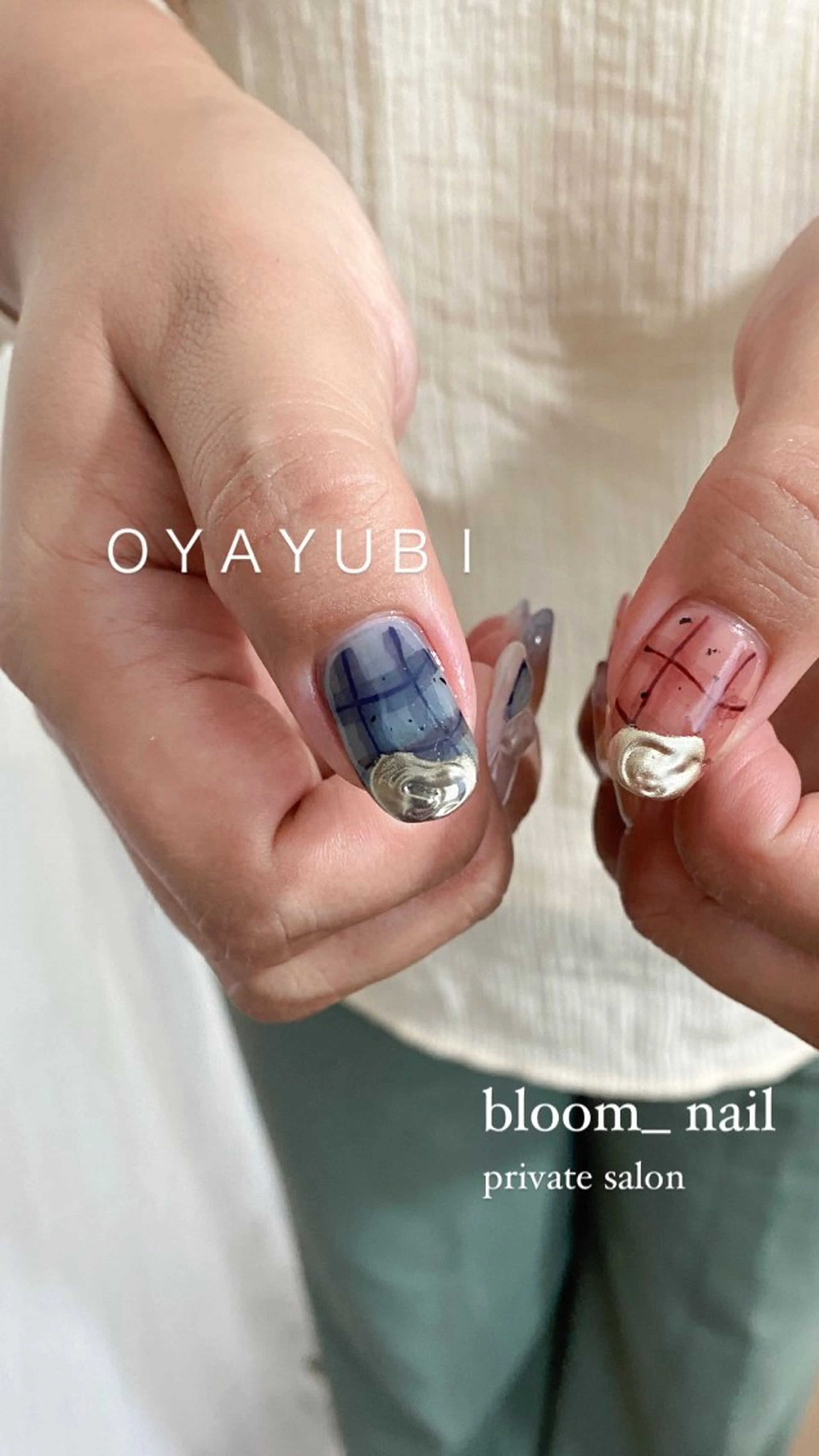 ネイル ドット ジェルネイル ミラーネイル ぷっくりネイル bloom_ nailのネイルデザイン