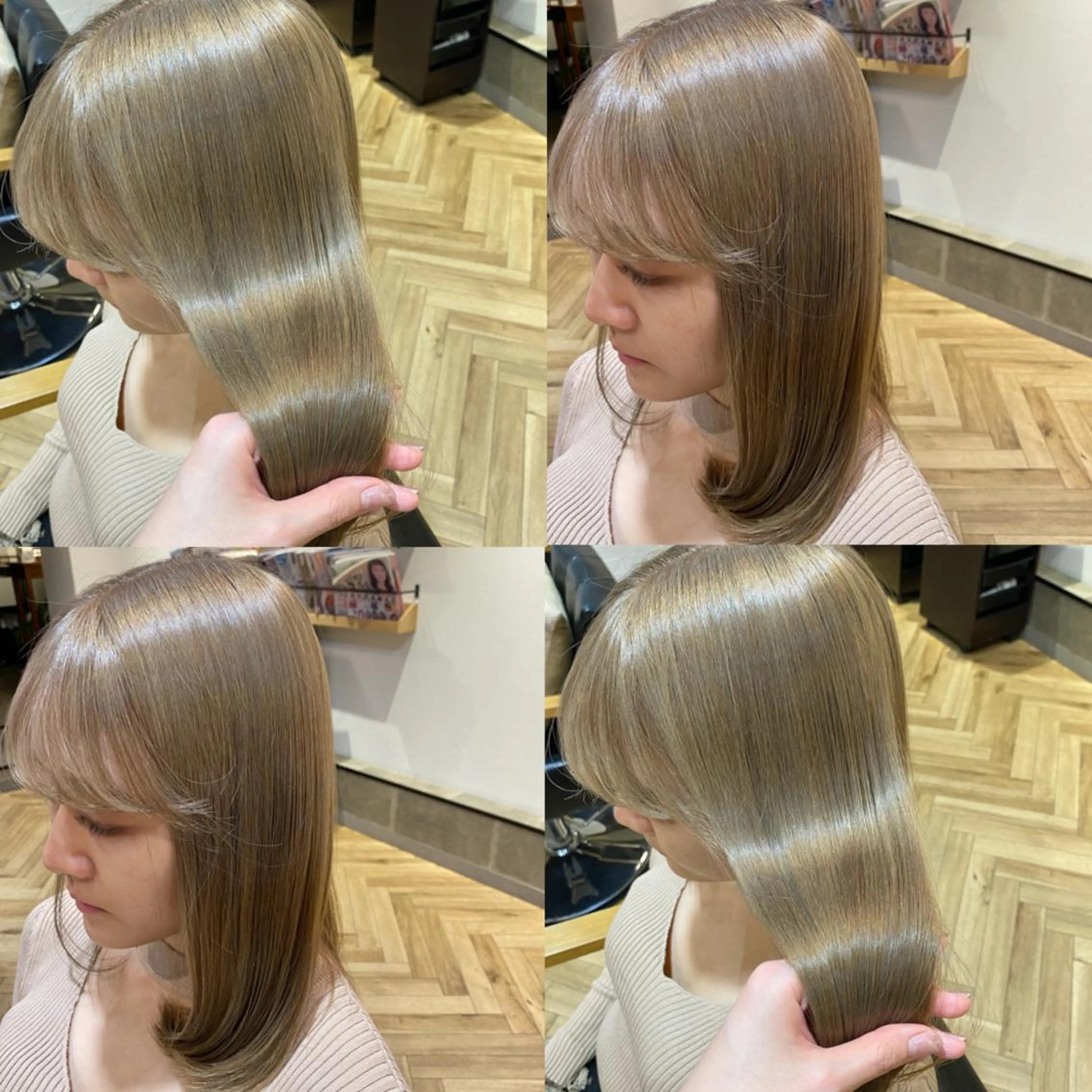 セミロング カラー ブリーチ 艶カラー/韓国顔周り 🎀mamiのヘアスタイル