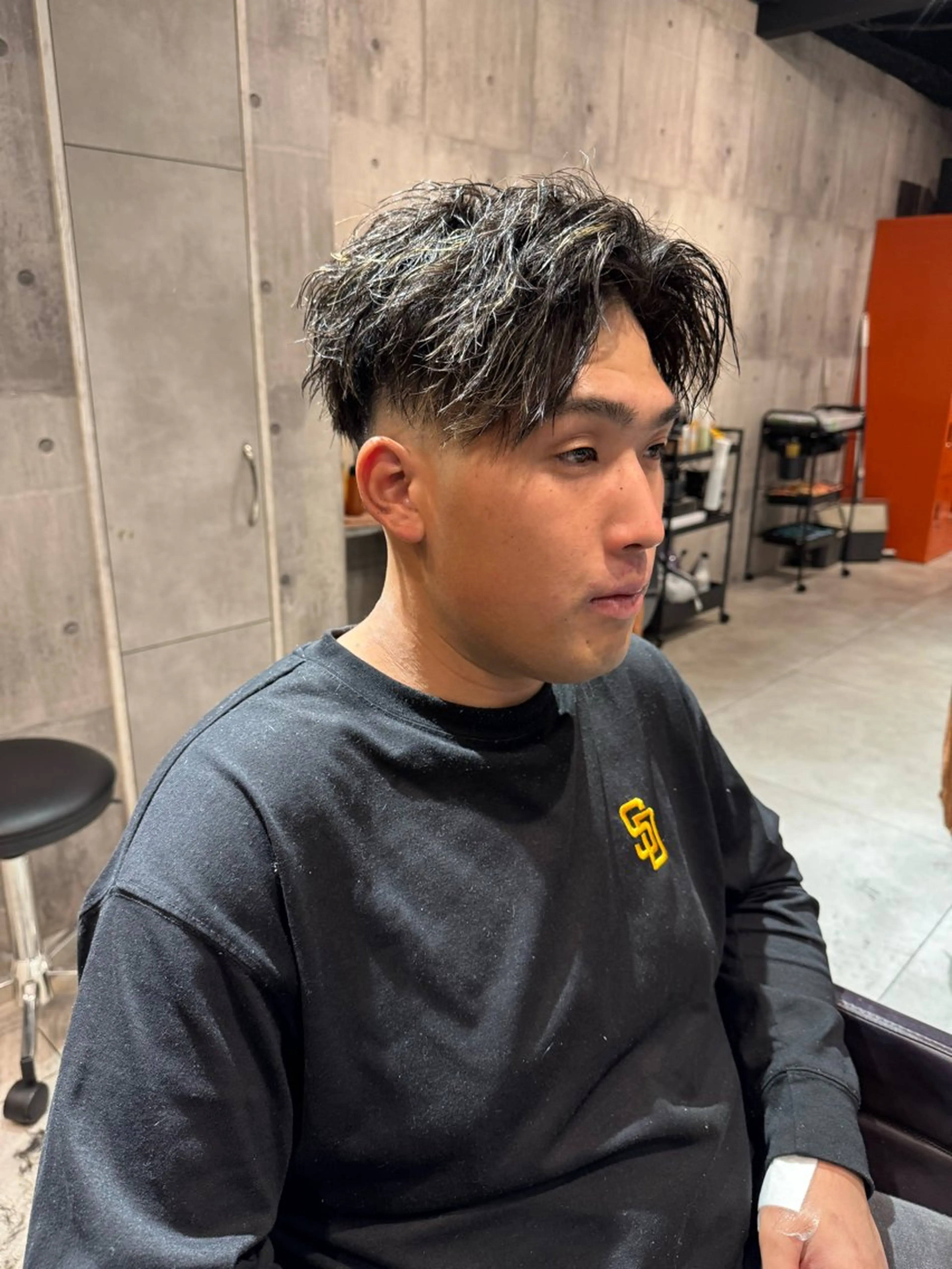 ショート カラー パーマ メンズ メンズハイライト ハイライトカラー ハイライト 佐竹 楓のヘアスタイル