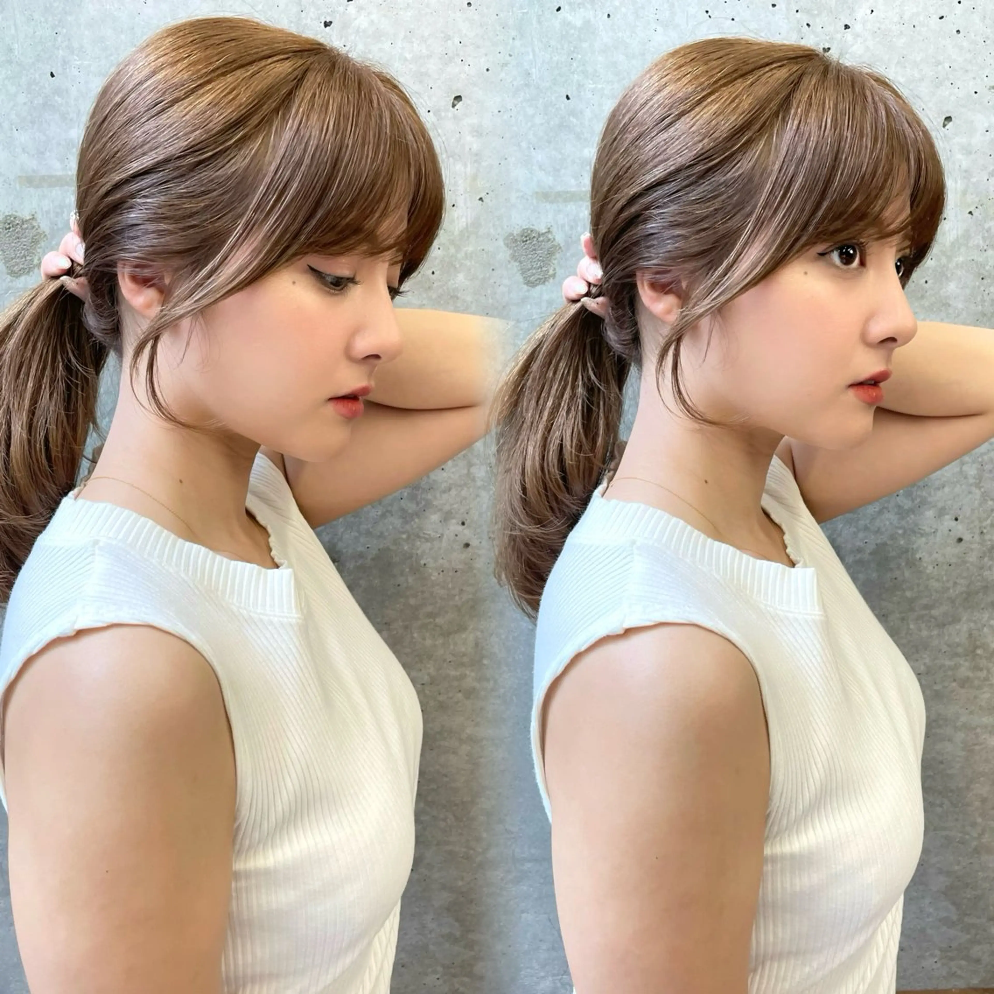 ミディアム カラー カット ヘアカラー トリートメント ヘアセット 盛れる顔周り /透明感/かりん🎀のヘアスタイル