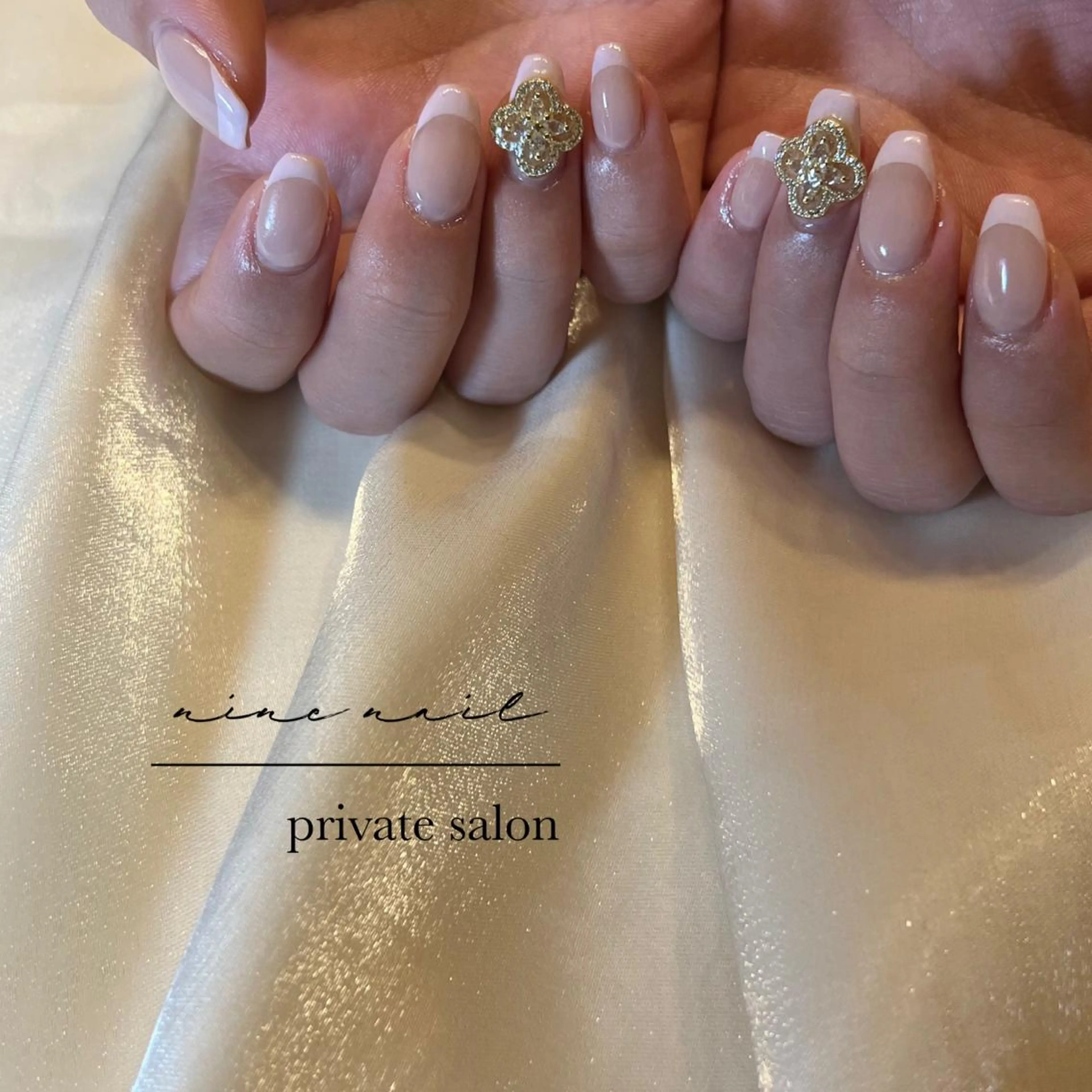 ネイル フレンチネイル ガーリー シンプルネイル ワンホンネイル nine nailのネイルデザイン