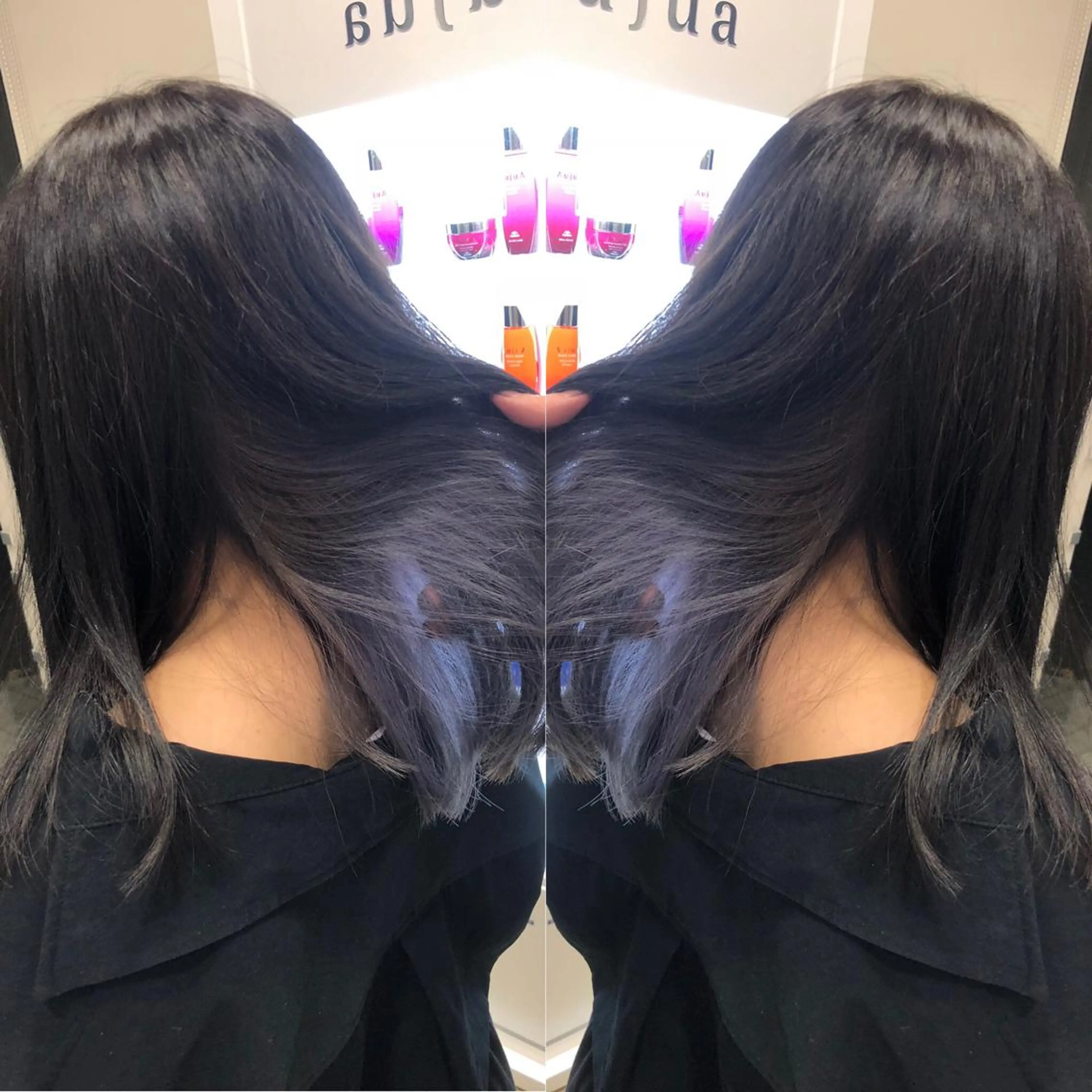 ミディアム カラー インナーカラー パープルカラー 得能 雅人のヘアスタイル