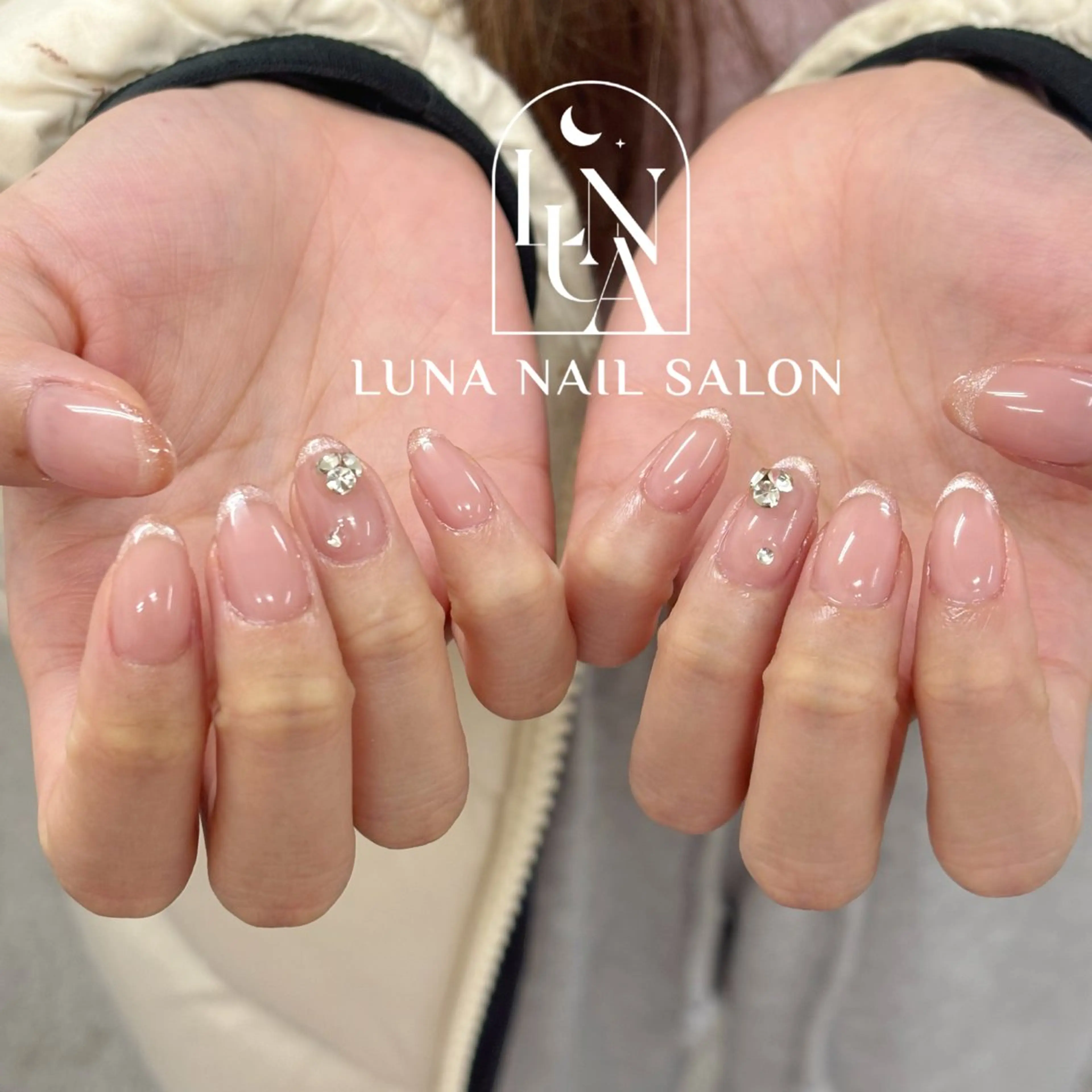 ネイル アートネイル フレンチネイル ジェルネイル ガラスフレンチ 韓国ネイル Kitty ^のネイルデザイン