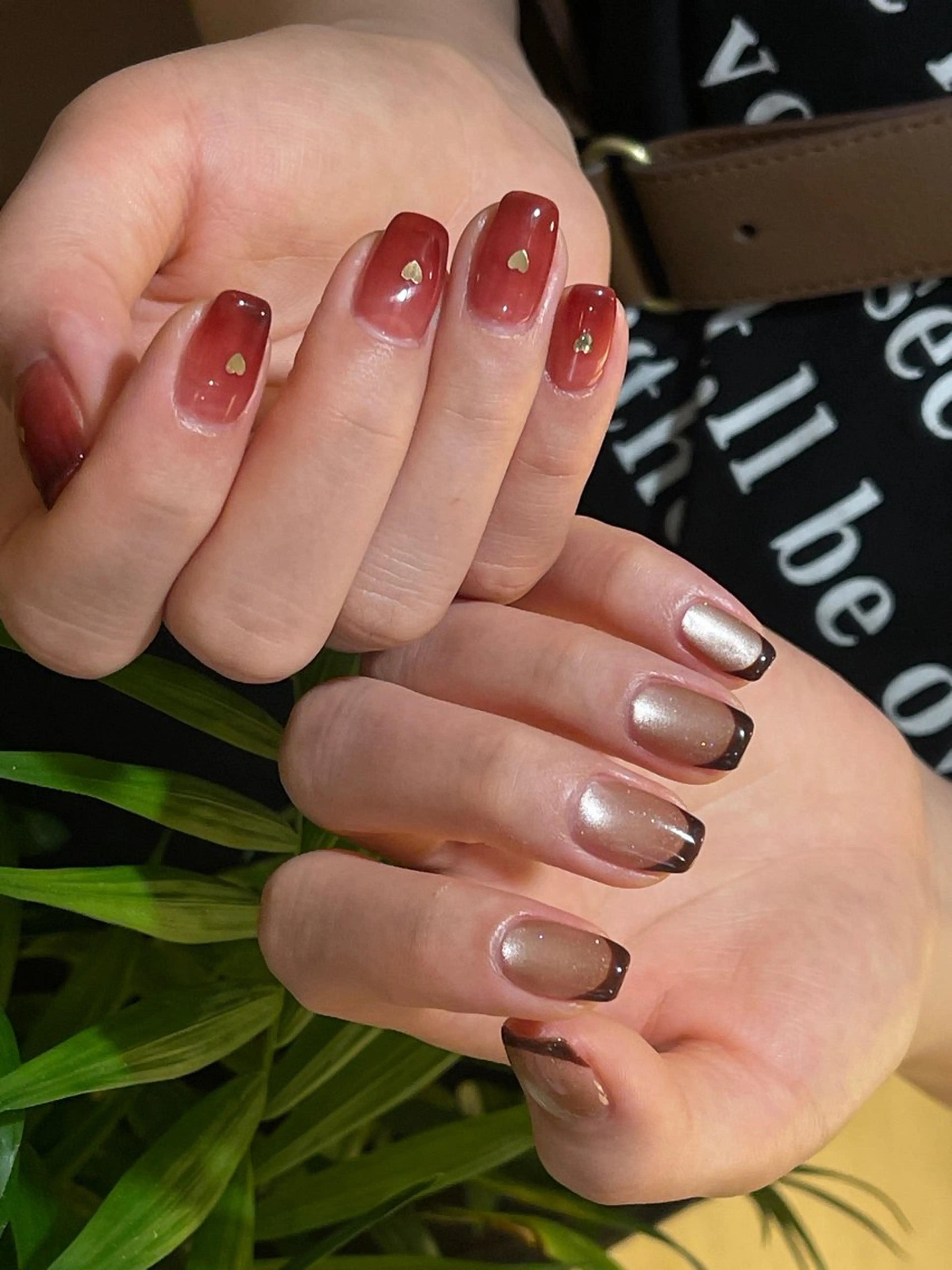 ネイル チークネイル 韓国ネイル マグネットネイル ニュアンスネイル リボン ちりんネイル所属・chirin nailのネイルデザイン