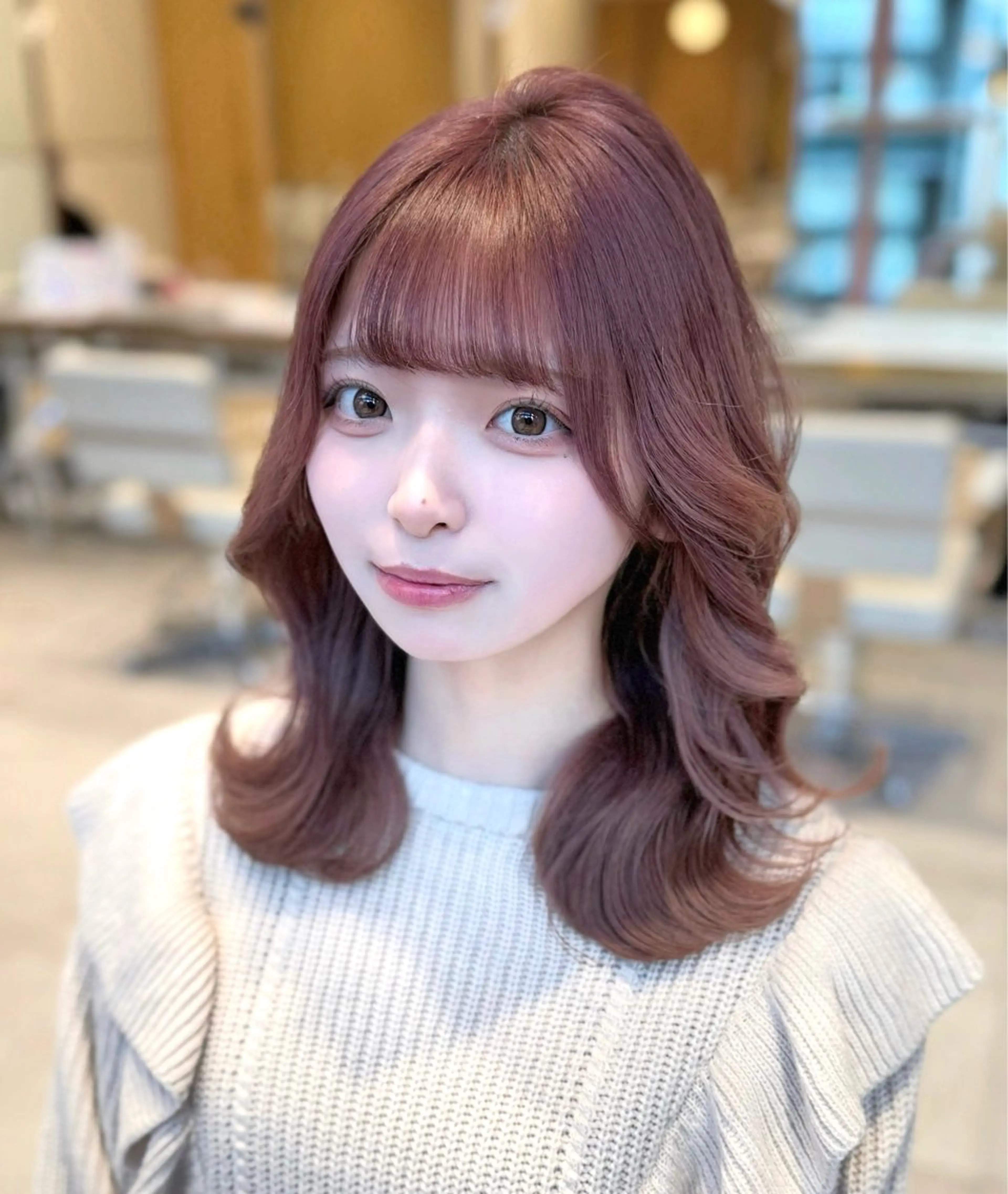 ミディアム カラー カット ヘアカラー トリートメント ヘッドスパ ヘアセット 韓国ヘア/レイヤー/ 顔まわり/りょーとのヘアスタイル