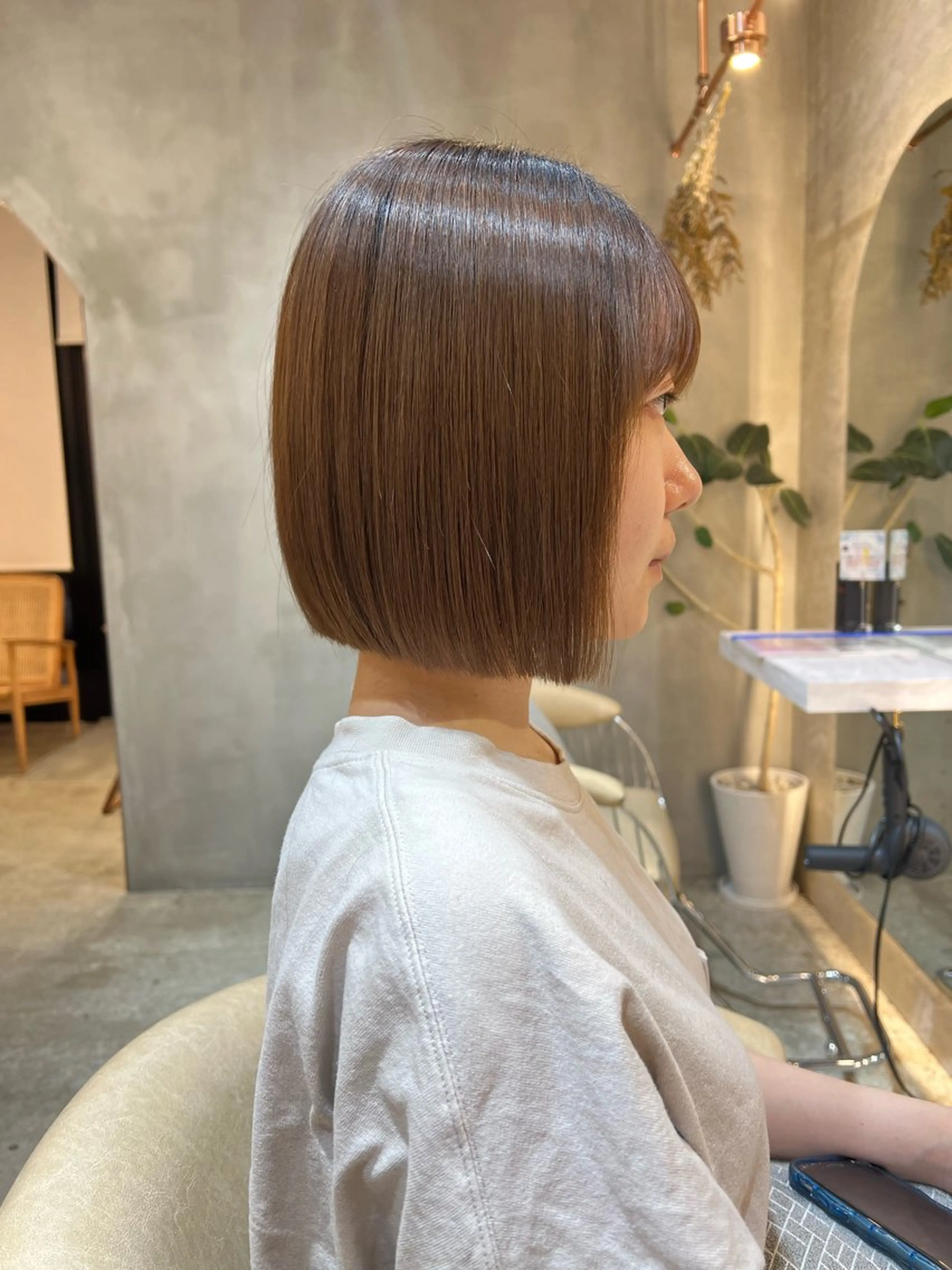 ショート カラー ボブ/巻ける縮毛矯正 /韓国レイヤーはなのヘアスタイル