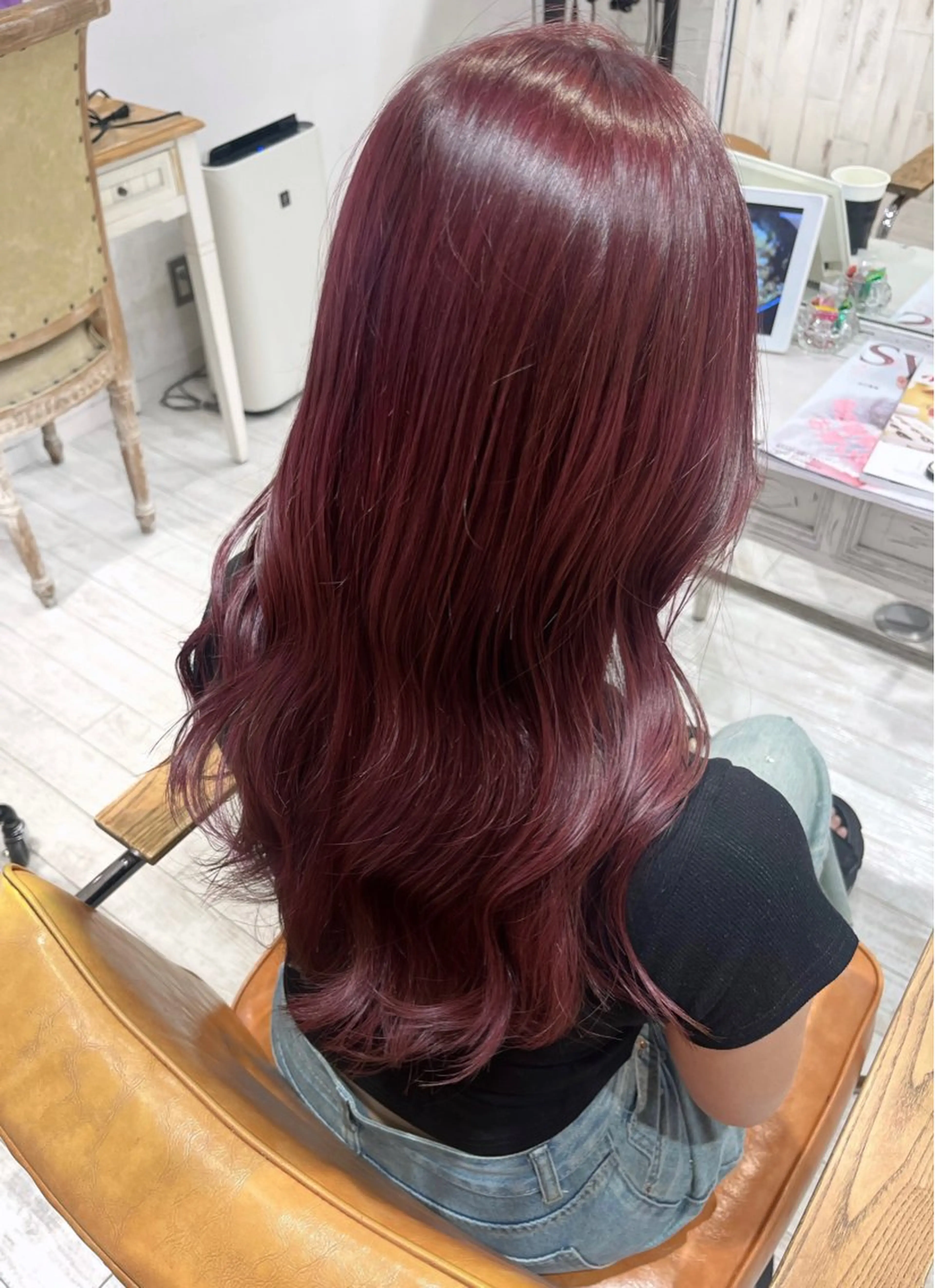 ロング カラー ブリーチ ラベンダーカラー ラベンダーピンク ブリーチなしカラー ピンクカラー カット ヘアカラー 【韓国ヘア×透明感 カラー】笹谷 莉未のヘアスタイル