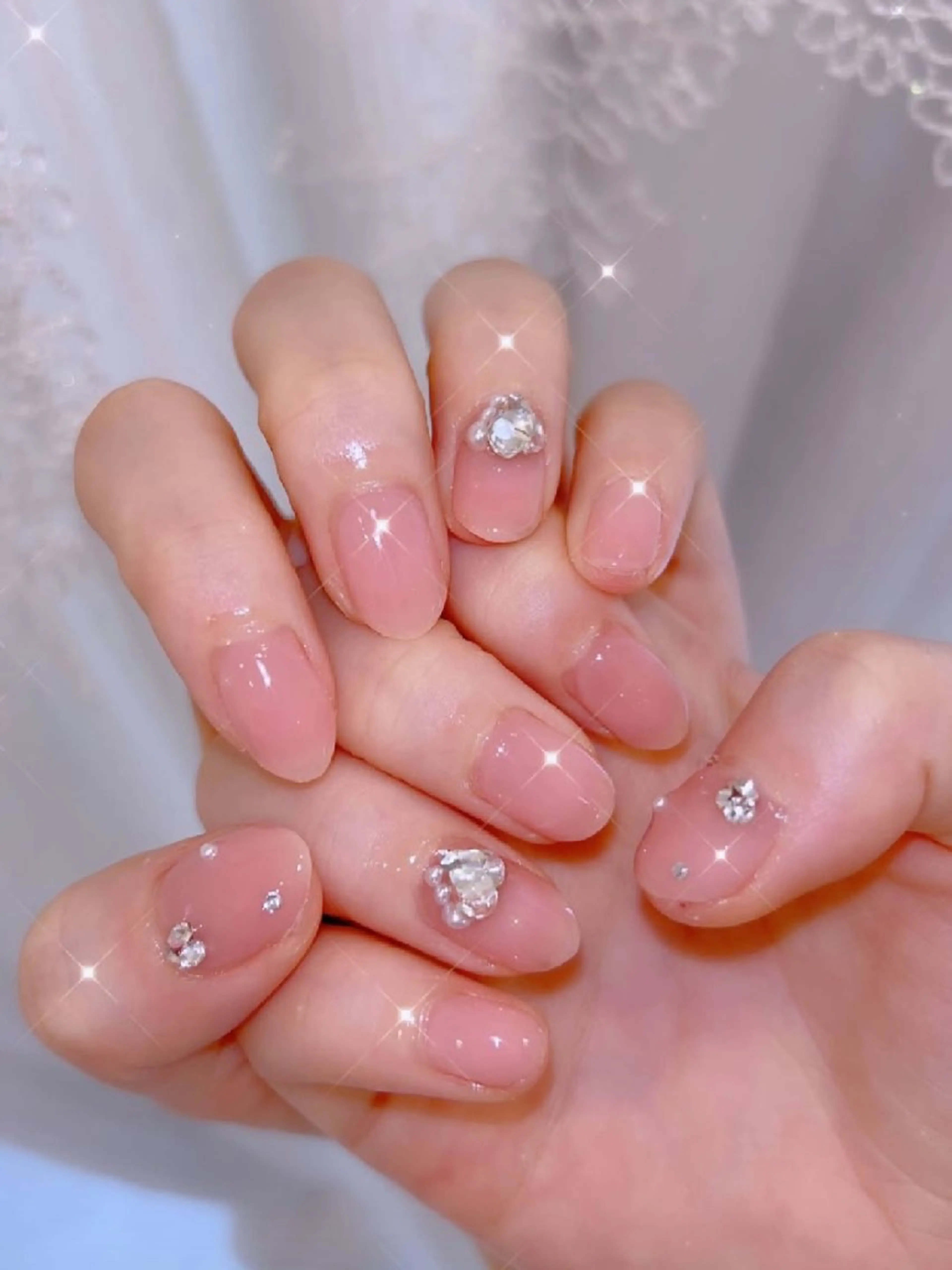 ネイル 長さ出し ジェルネイル 韓国ネイル マグネットネイル ニュアンスネイル ハンドネイル I LOVE ME  NAIL.｡.:*♡のネイルデザイン