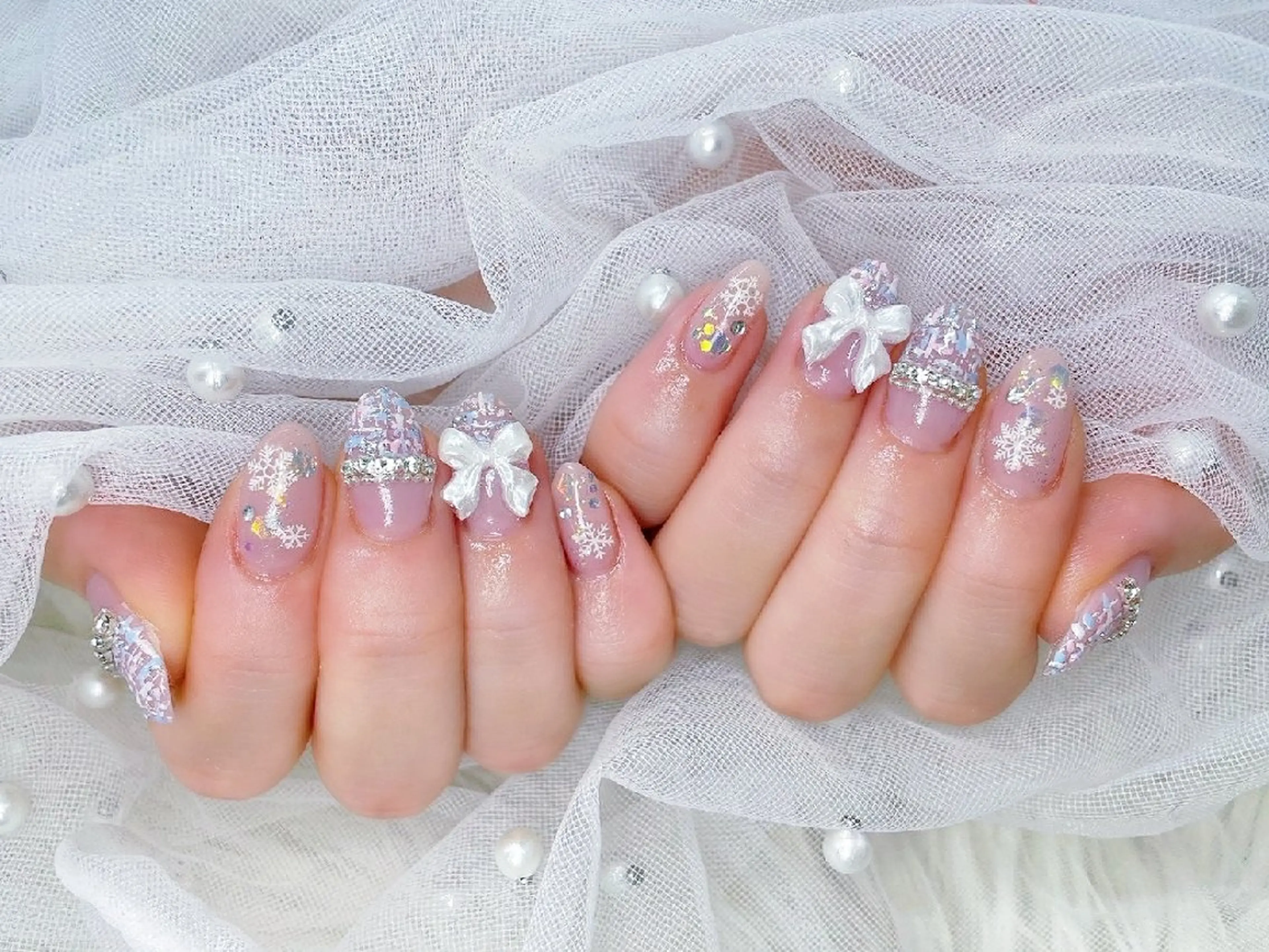 ネイル チークネイル 長さ出し フラッシュネイル フレンチネイル ジェルネイル Chouette Nailのネイルデザイン