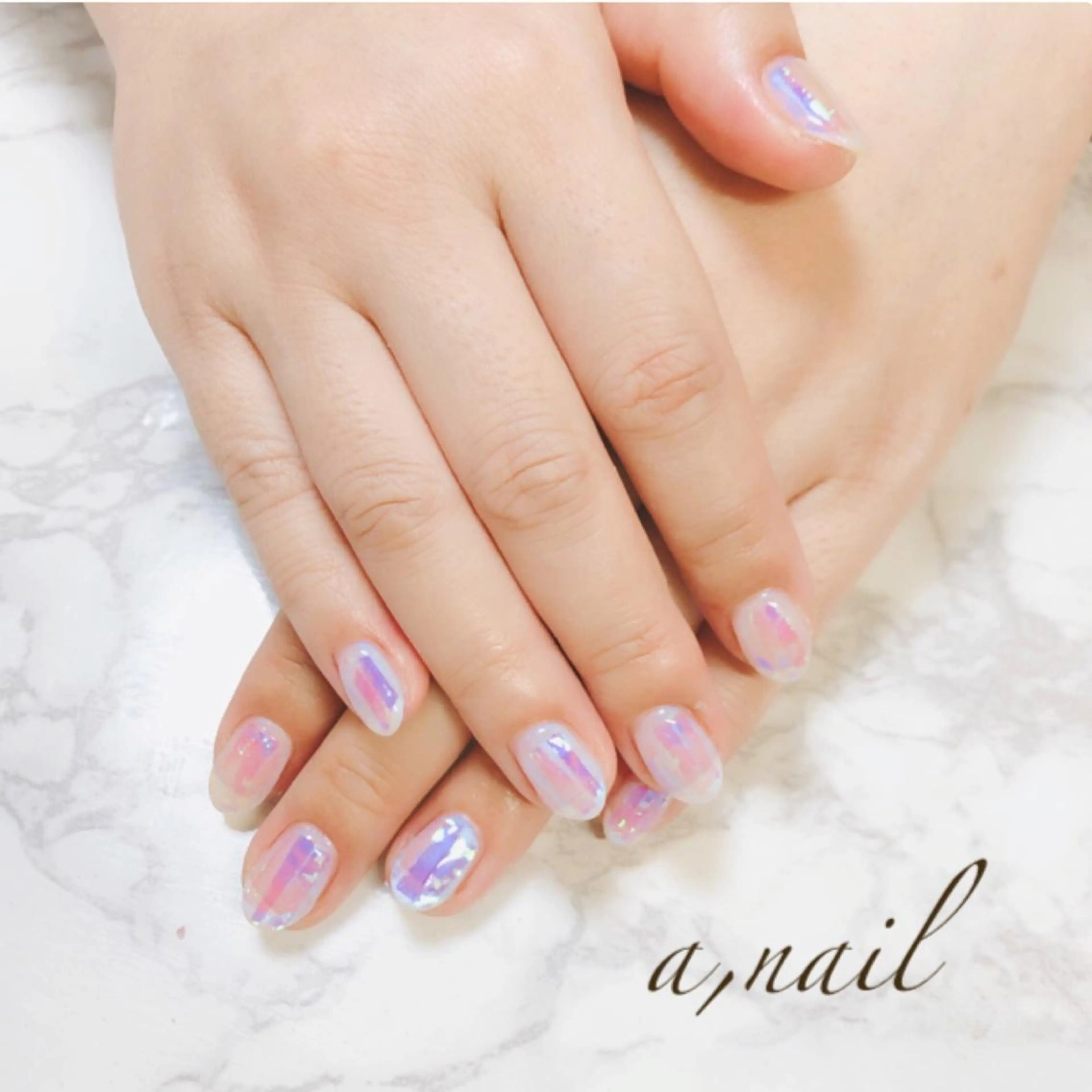 ネイル オーロラネイル フットネイル ジェルネイル グラデーション 氷ネイル・うるうるネイル ハンドネイル ネイルサロン エーネイルのネイルデザイン
