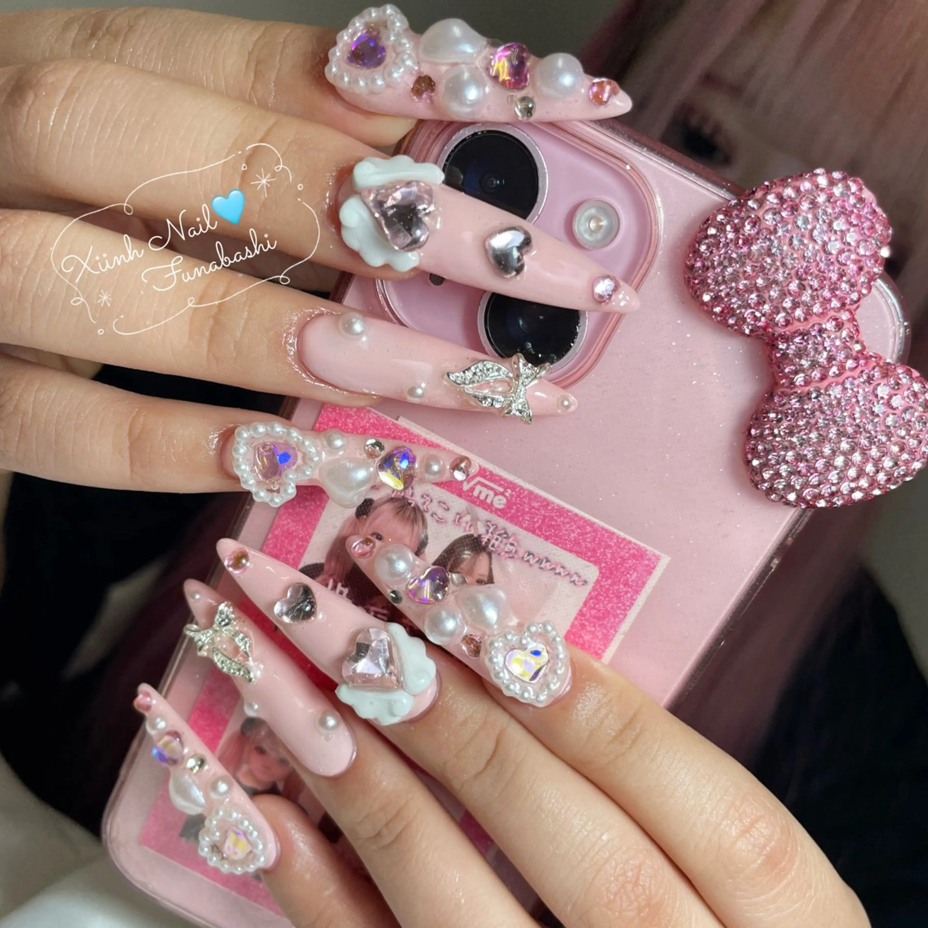 ネイル チークネイル 桜ネイル 長さ出し フットネイル ジェルネイル ハンドネイル XIINH NAIL SALONのネイルデザイン