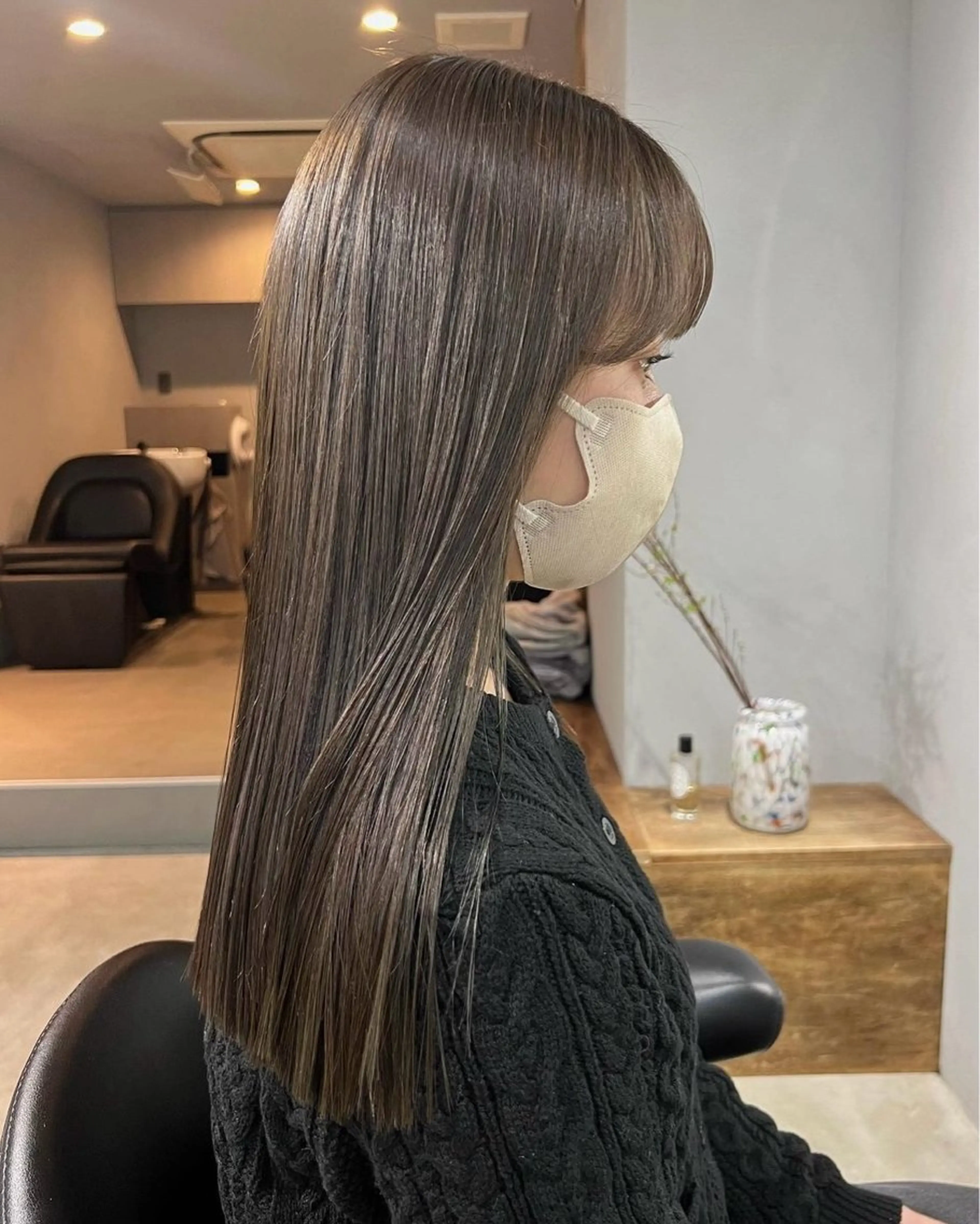 セミロング カラー ベージュカラー オリーブベージュ カット ヘアカラー トリートメント akane/ボブ /オリーブベージュのヘアスタイル