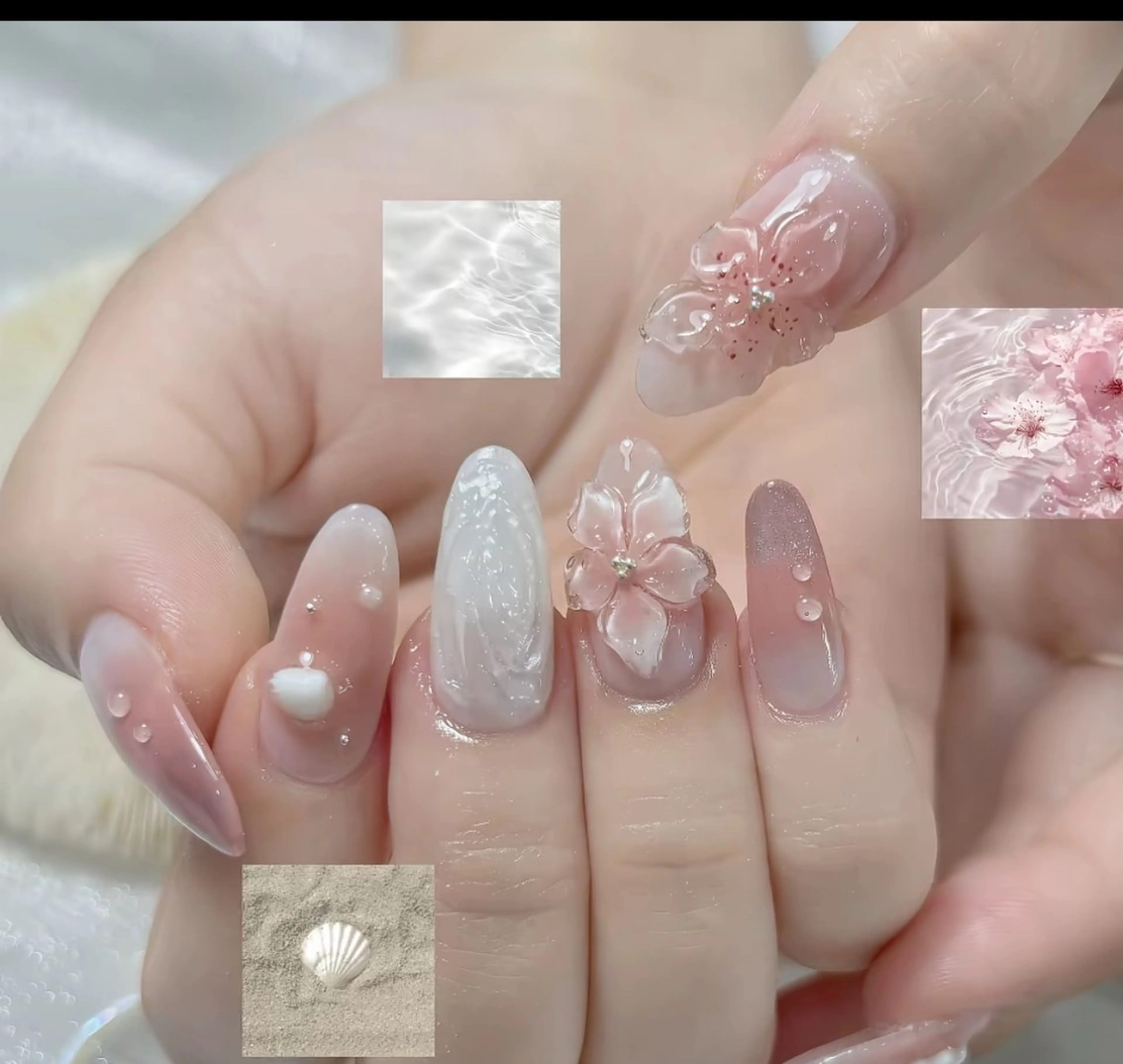 ネイル オーロラネイル フレンチネイル ジェルネイル ハロウィン キラキラネイル ハンドネイル H.baby Nail Salonのネイルデザイン
