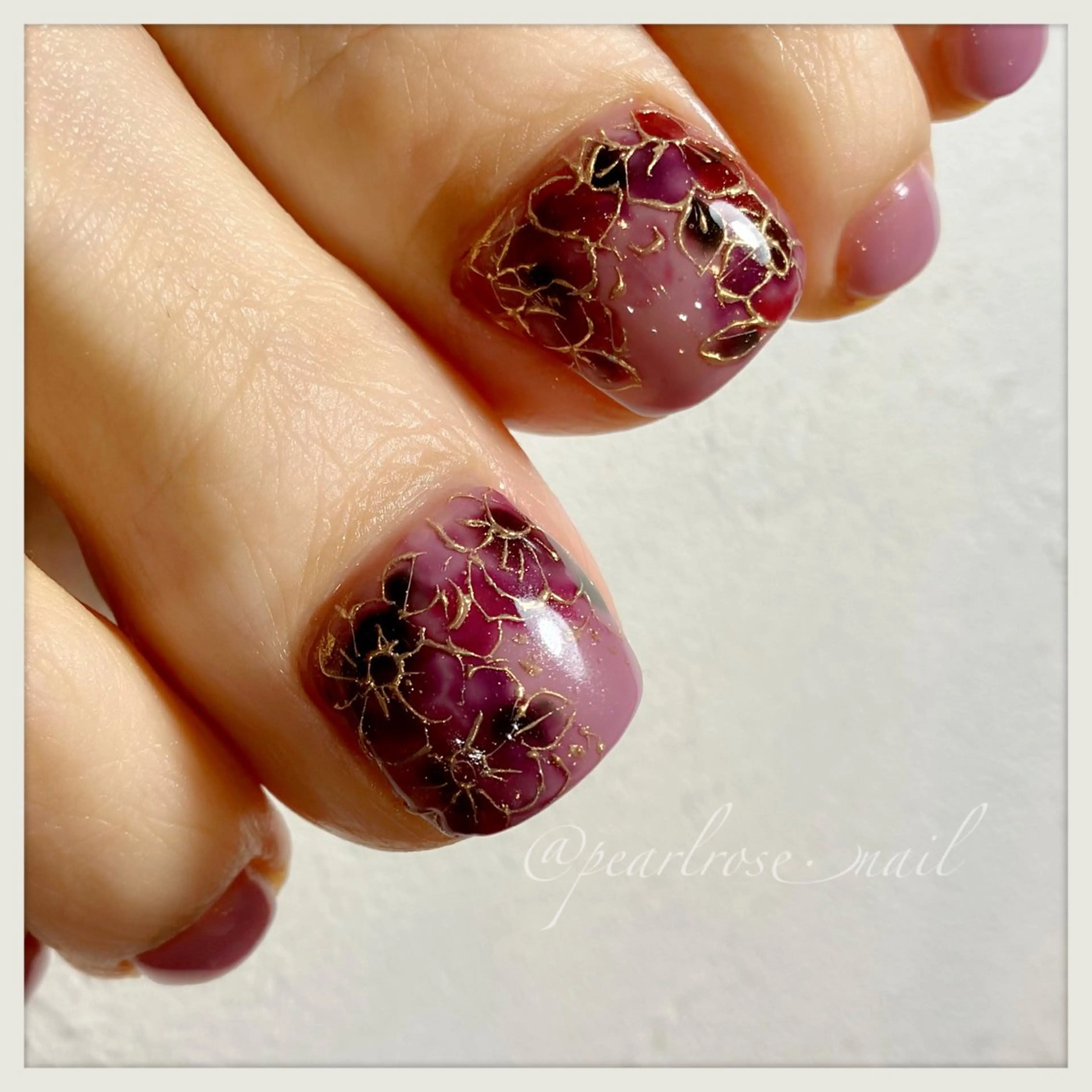 ネイル フラワーネイル フットネイル Beauty salon Ryu・ange所属・PEARL ROSE パールローズのネイルデザイン