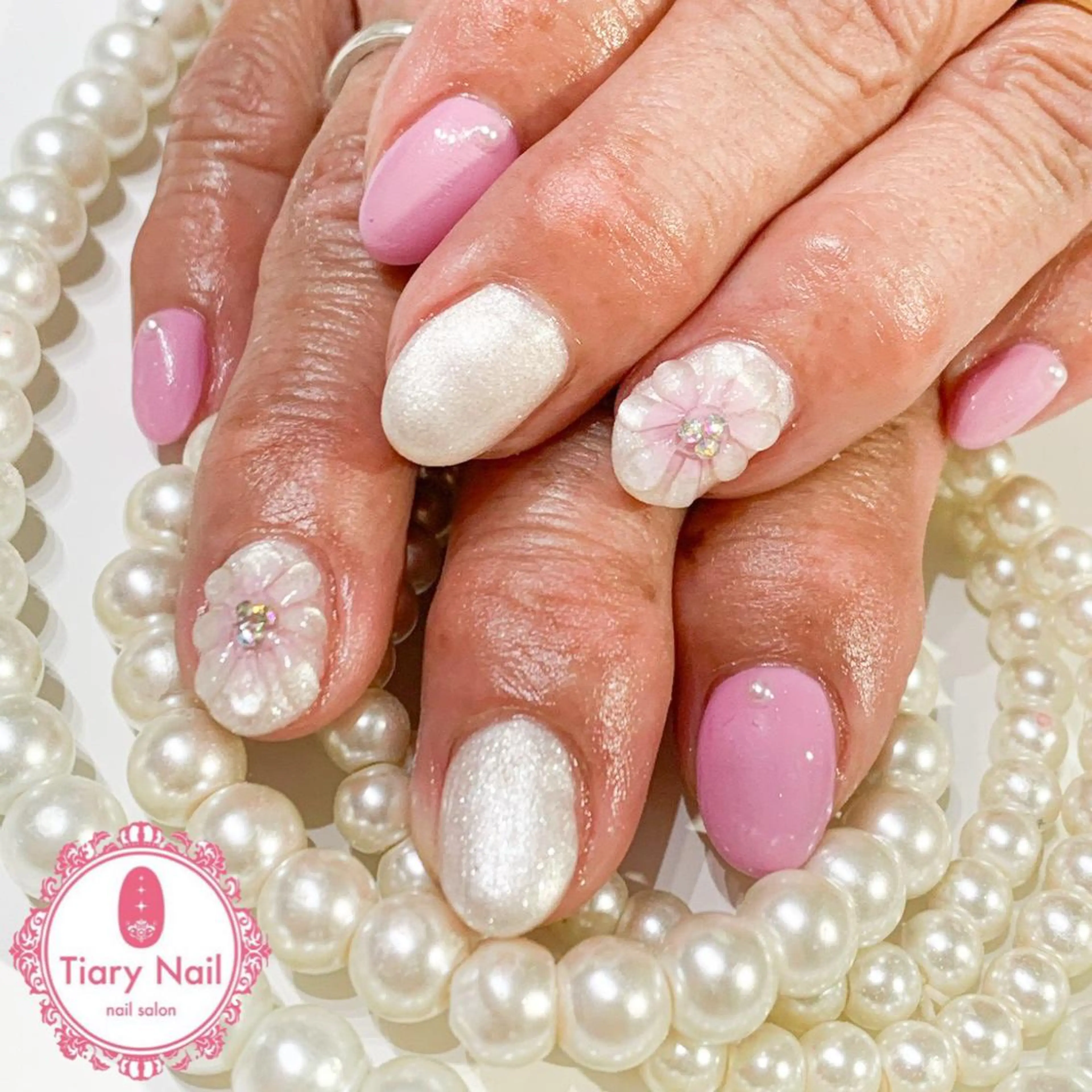 ネイル 桜ネイル クリアネイル フットネイル ジェルネイル キラキラネイル 💗🪽Tiary Nail🪽💗のネイルデザイン