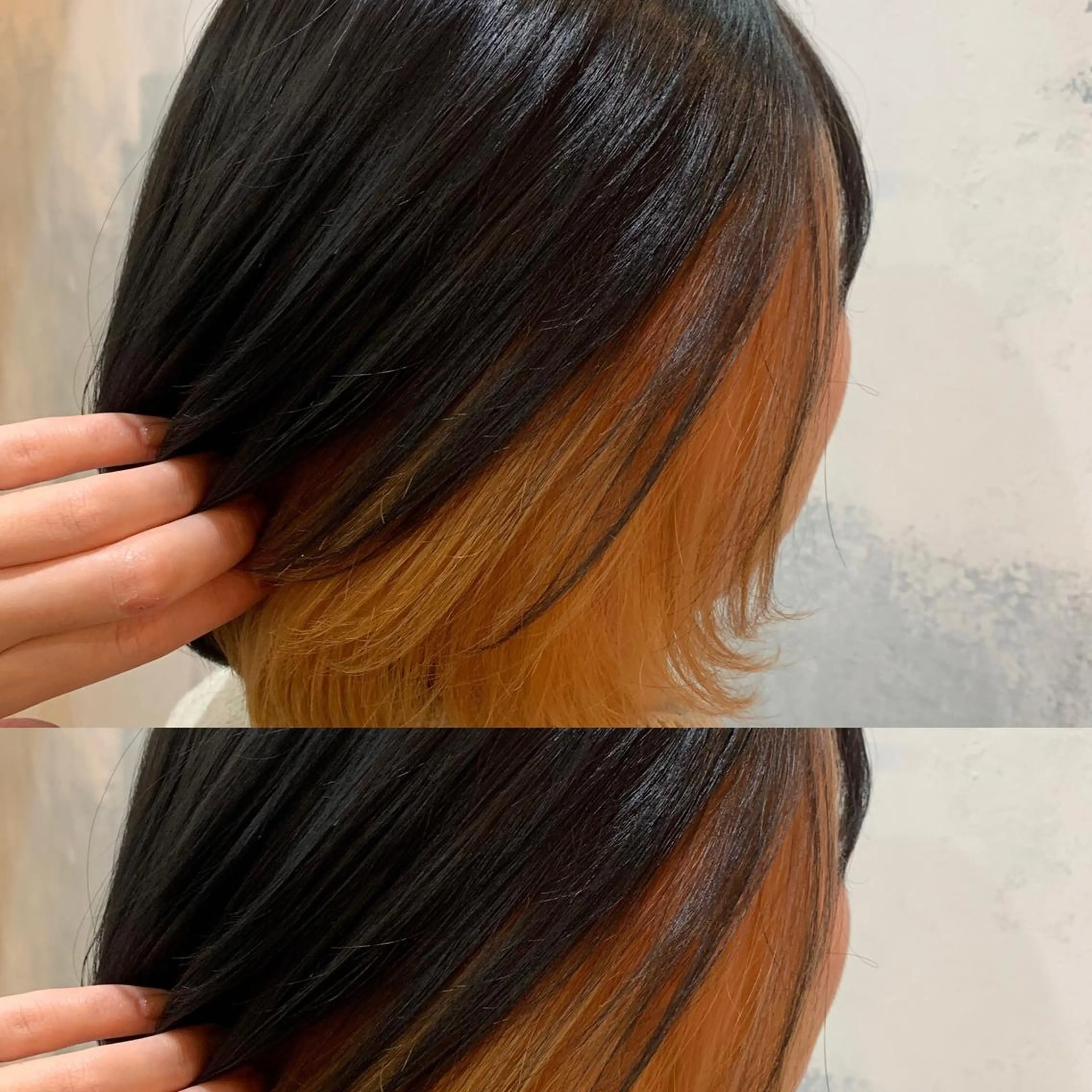 ショート カラー インナーカラー オレンジ ピンクカラー ヘアカラー トリートメント 🍑艶髪✖️暖色系 ✨momoka🍑のヘアスタイル