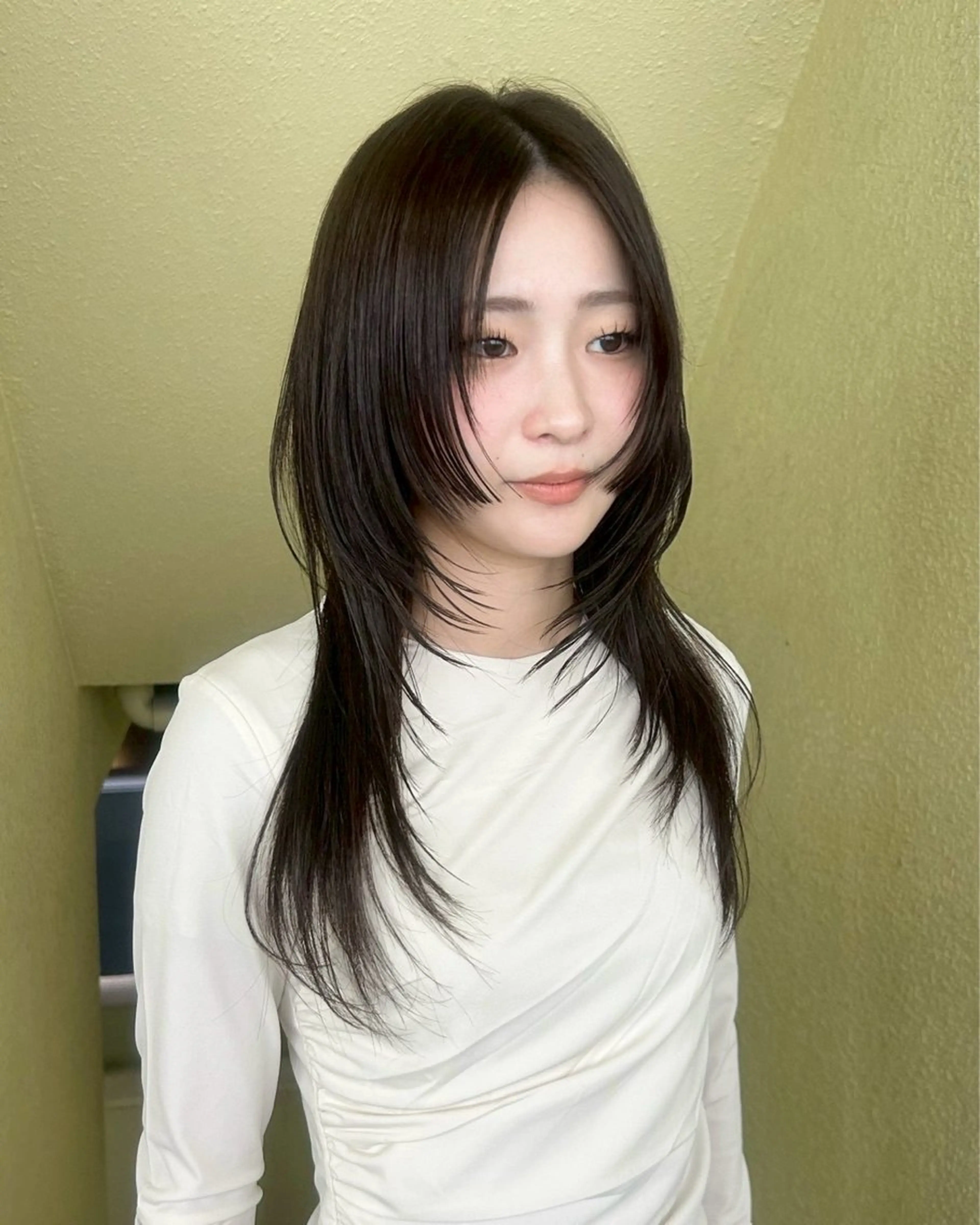 ロング カットモデルレイヤー 暖色カラー モカ🎶のヘアスタイル