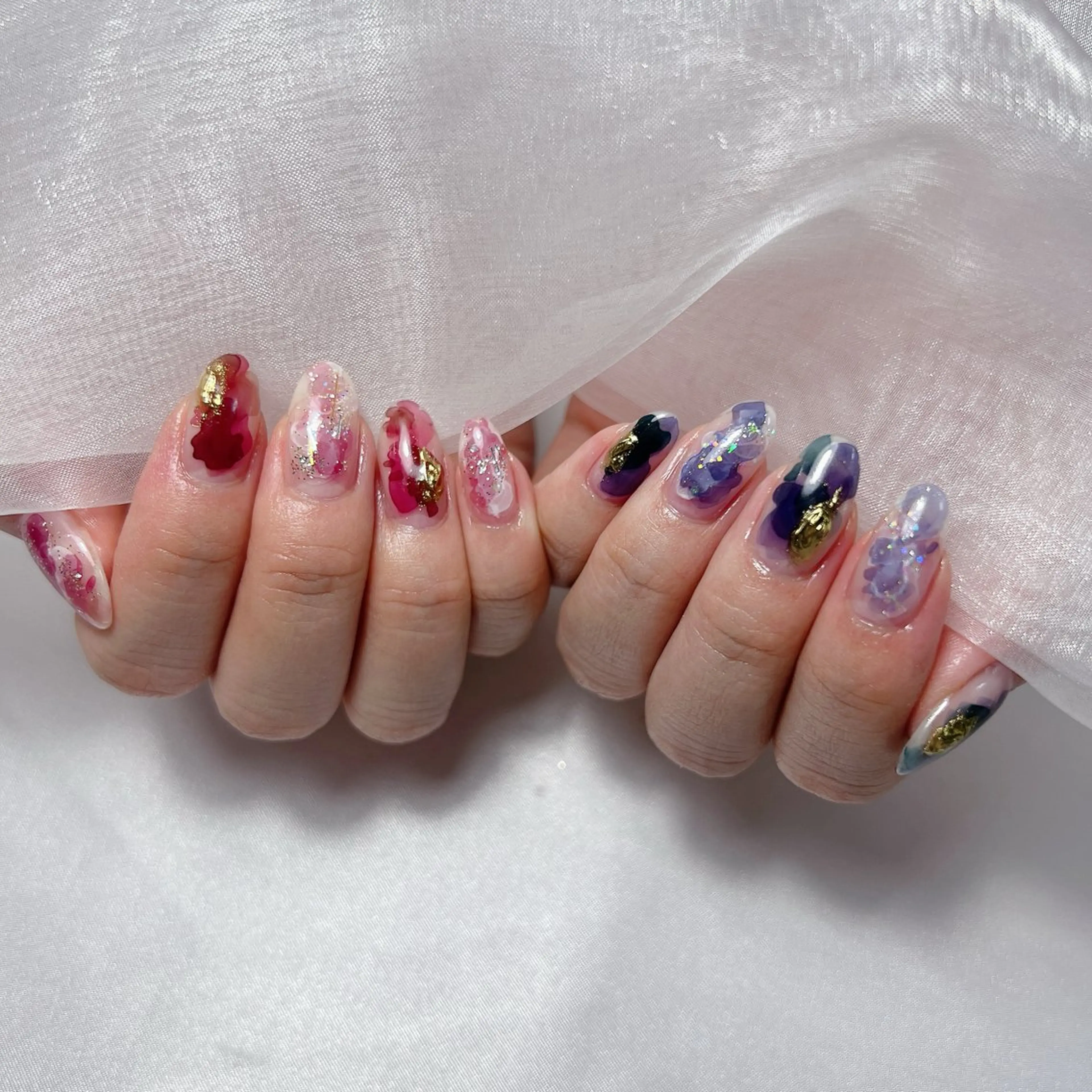 ネイル ジェルネイル 韓国ネイル ラメ(グリッター) マグネットネイル ミラーネイル ハンドネイル -nail salon-Reward所属・nail salon Rewardのネイルデザイン