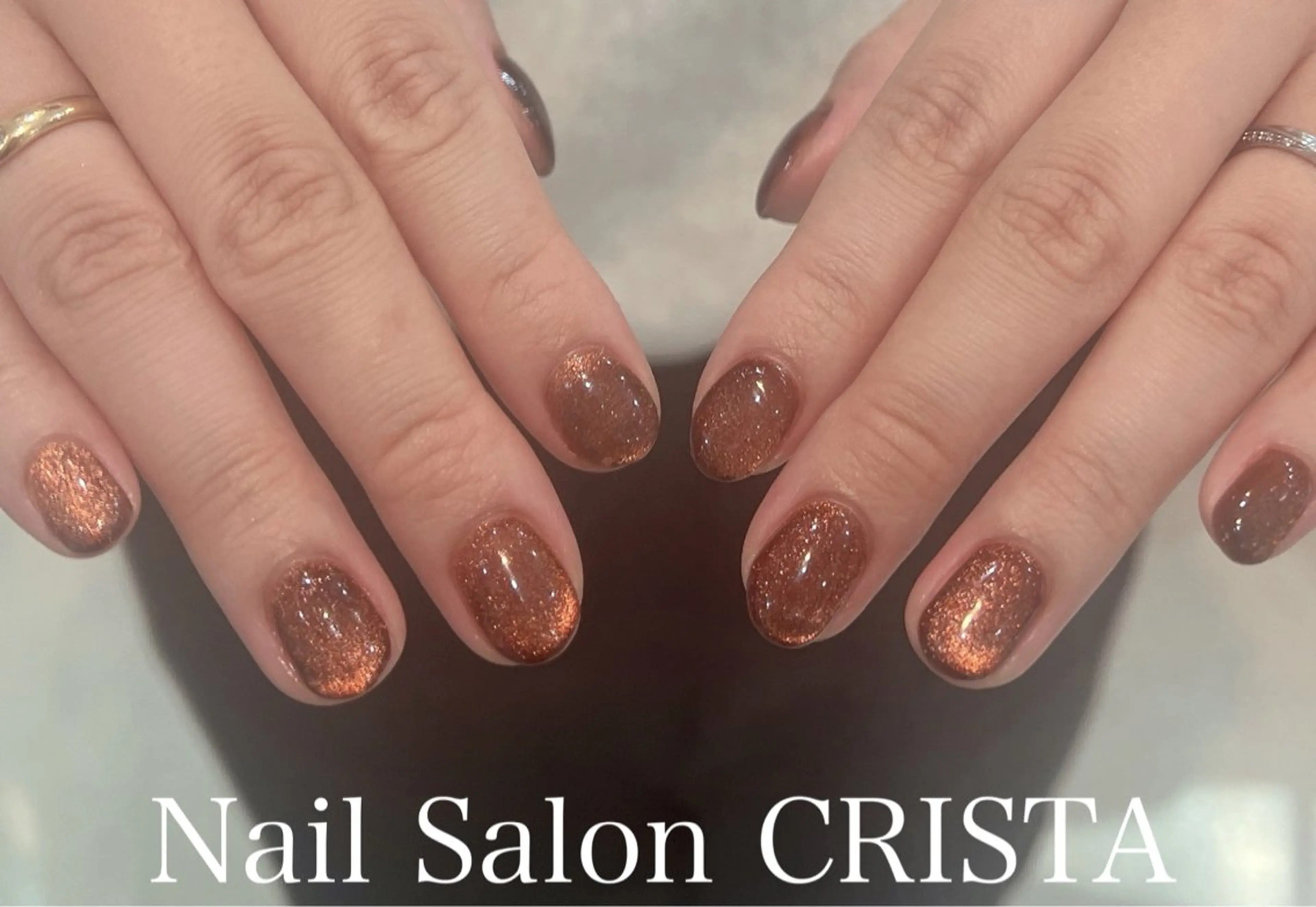 ネイル ブラウン フラッシュネイル ジェルネイル パラジェル Nail Salon CRISTA所属・CRISTA chikakoのネイルデザイン