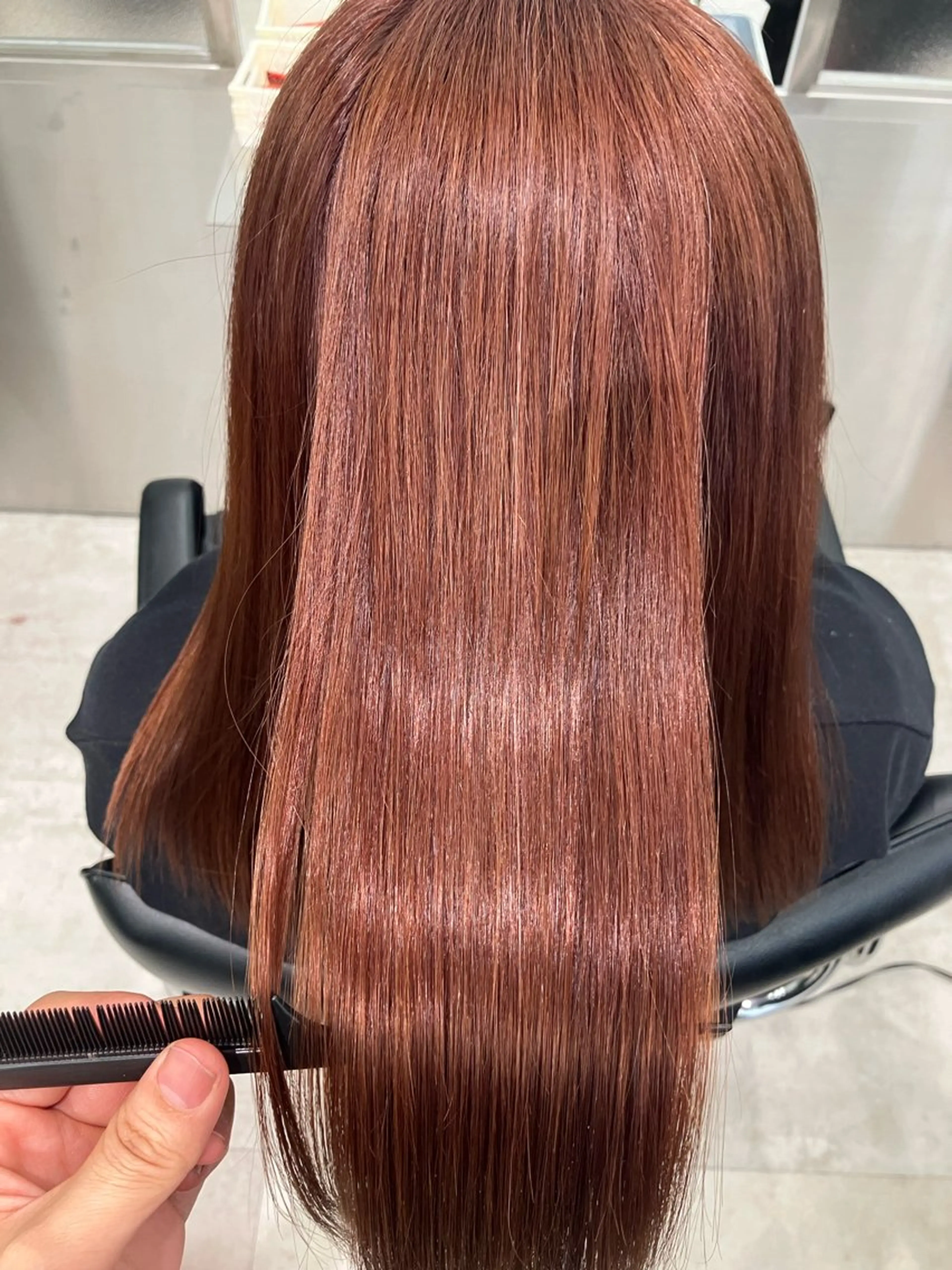 ロング カラー ブラウンカラー ピンクカラー ピンクブラウン トリートメント 酸熱トリートメント GOTODAY シェアサロン梅田NU茶屋町店所属・髪質改善/艶カラー 縮毛矯正/みほのヘアスタイル