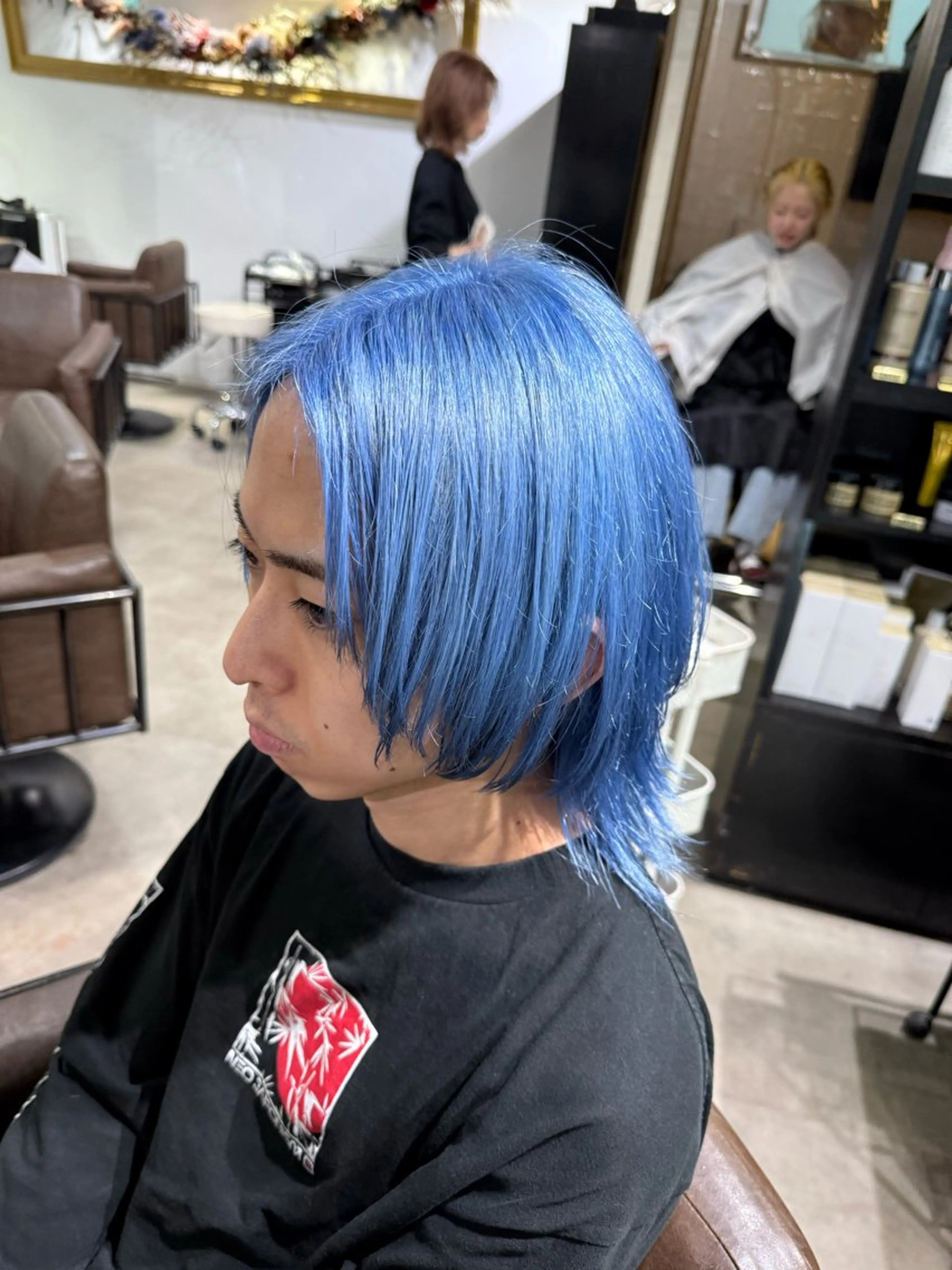 ミディアム 山影✨バレイヤージュ ハイライト✨メンズ◎のヘアスタイル