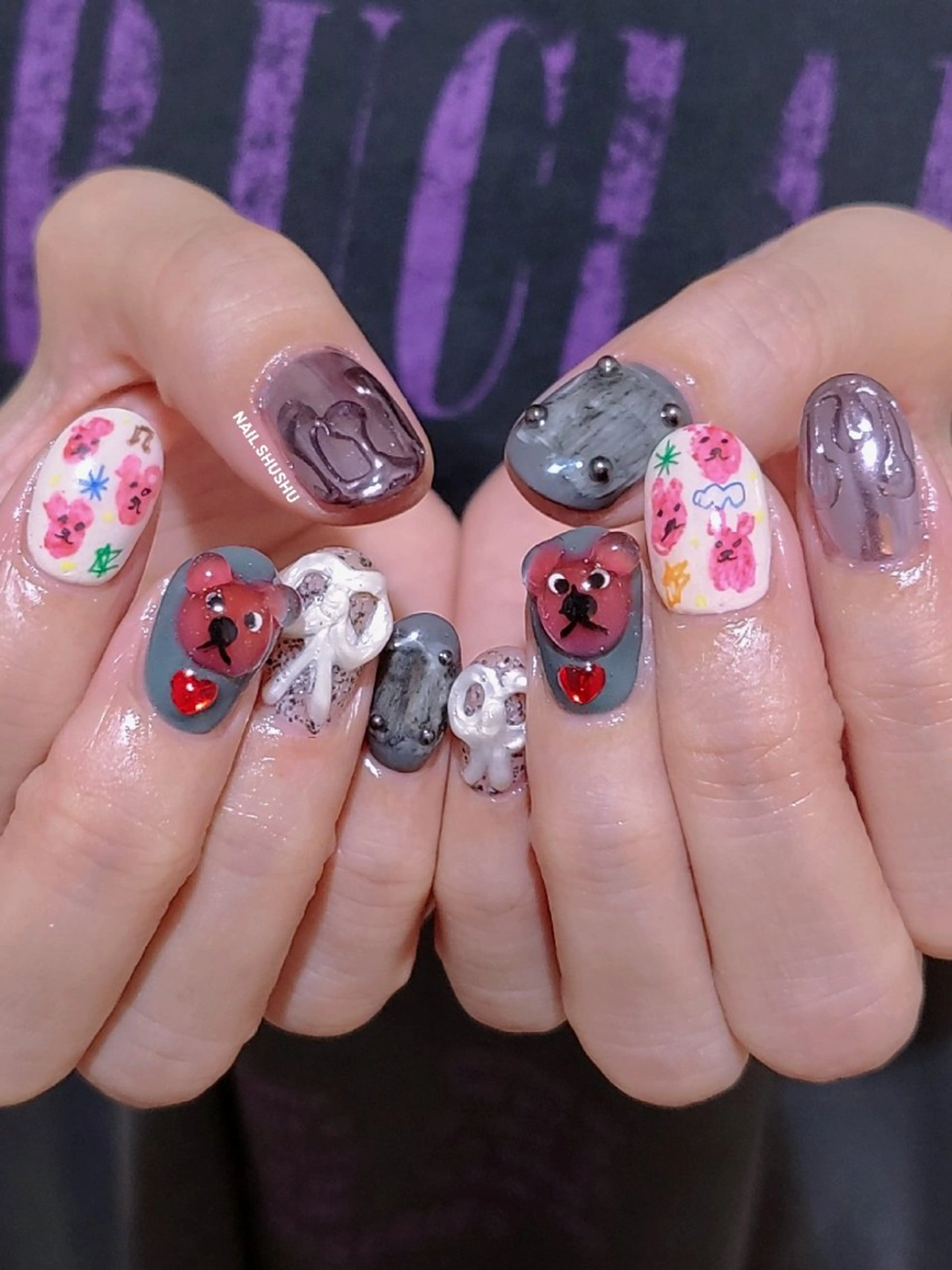 ネイル ハンドネイル 3dパーツ/流行り 👧shushu❤️のネイルデザイン