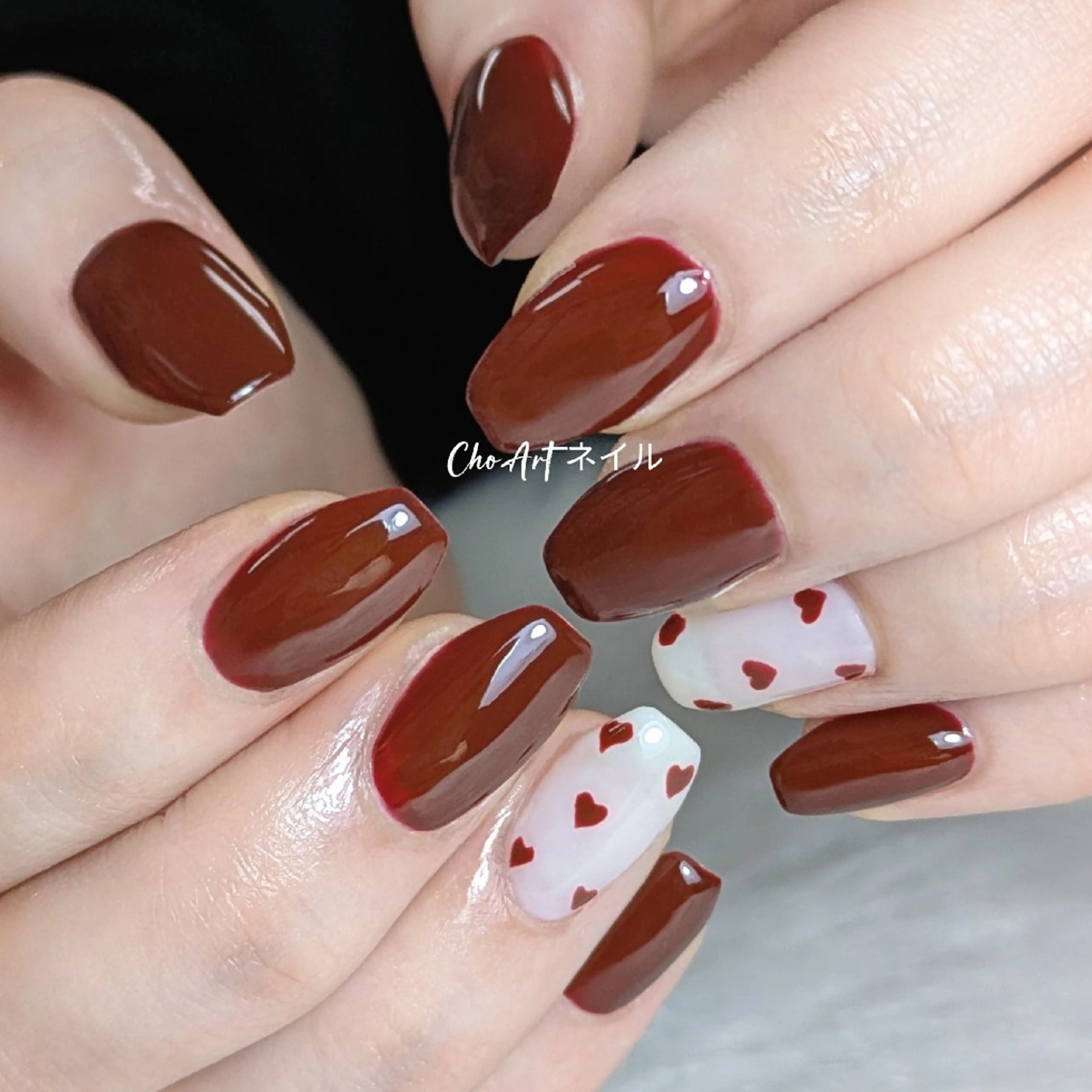 ネイル アートネイル ハート ラメ(グリッター) マグネットネイル ミラーネイル Cho Artネイル所属・ronronne .のネイルデザイン