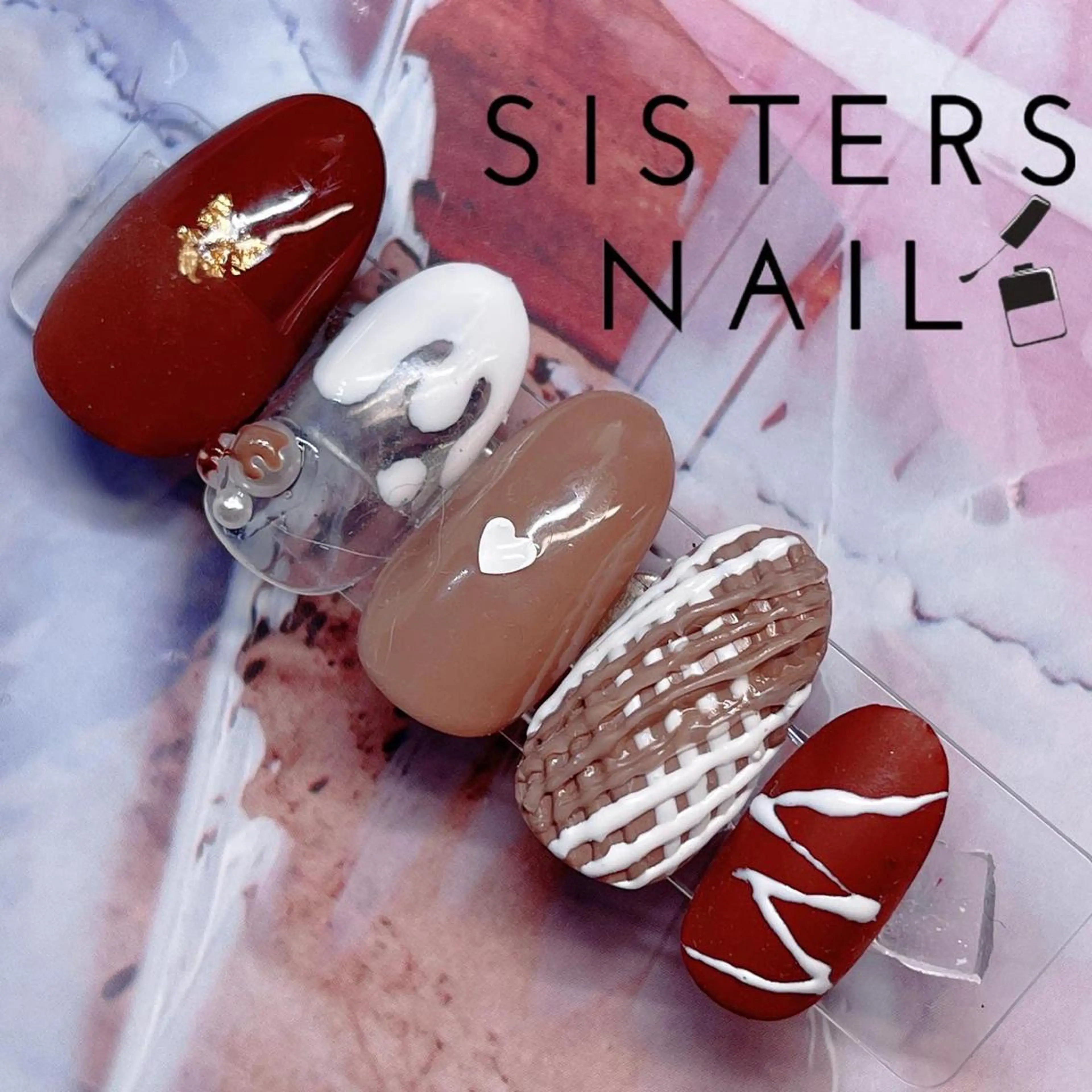 ネイル アートネイル フレンチネイル ハート 春ネイル バレンタイン ハンドネイル ハンドケア sisters nail.fのネイルデザイン