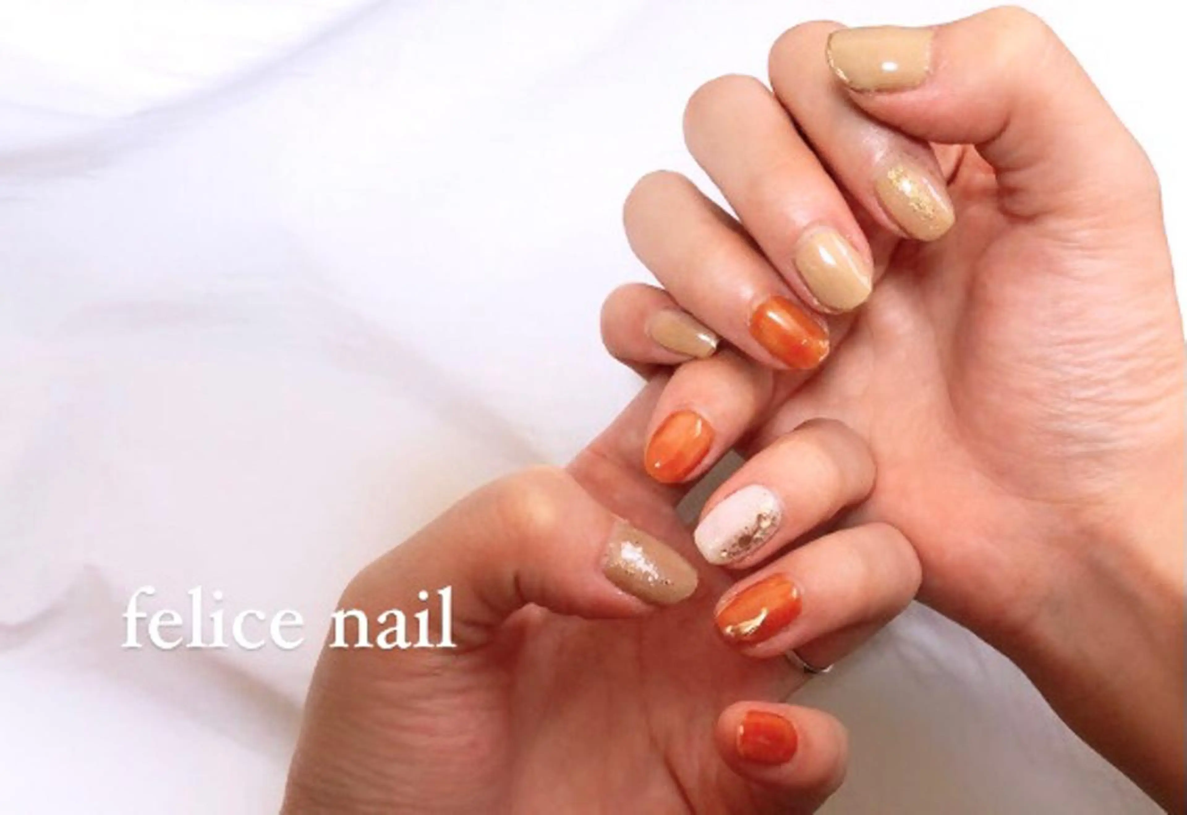 ネイル ニュアンスネイル オレンジ felice nailのネイルデザイン