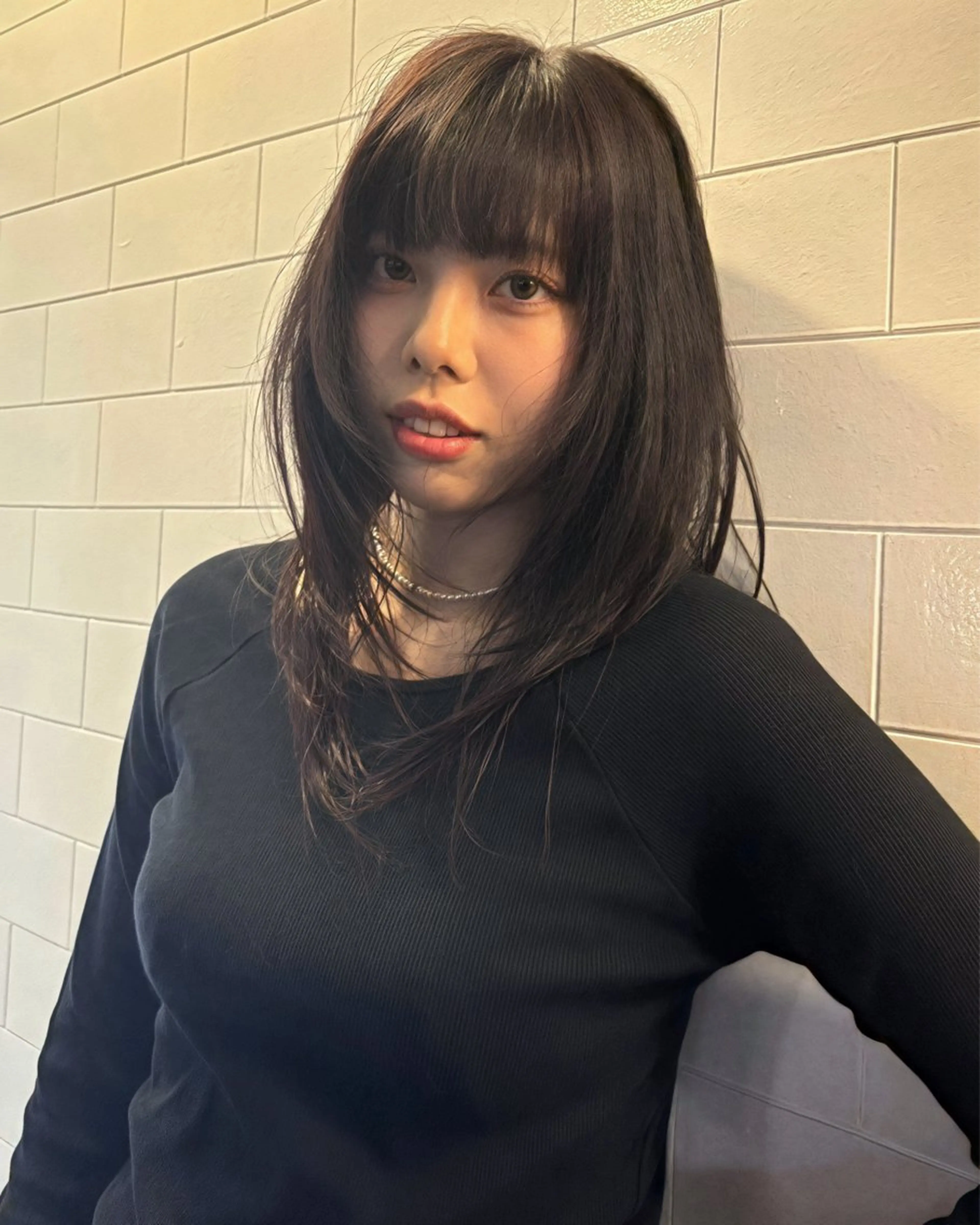 セミロング 顔周りカット レイヤーカット 鍬塚 聖哉のヘアスタイル