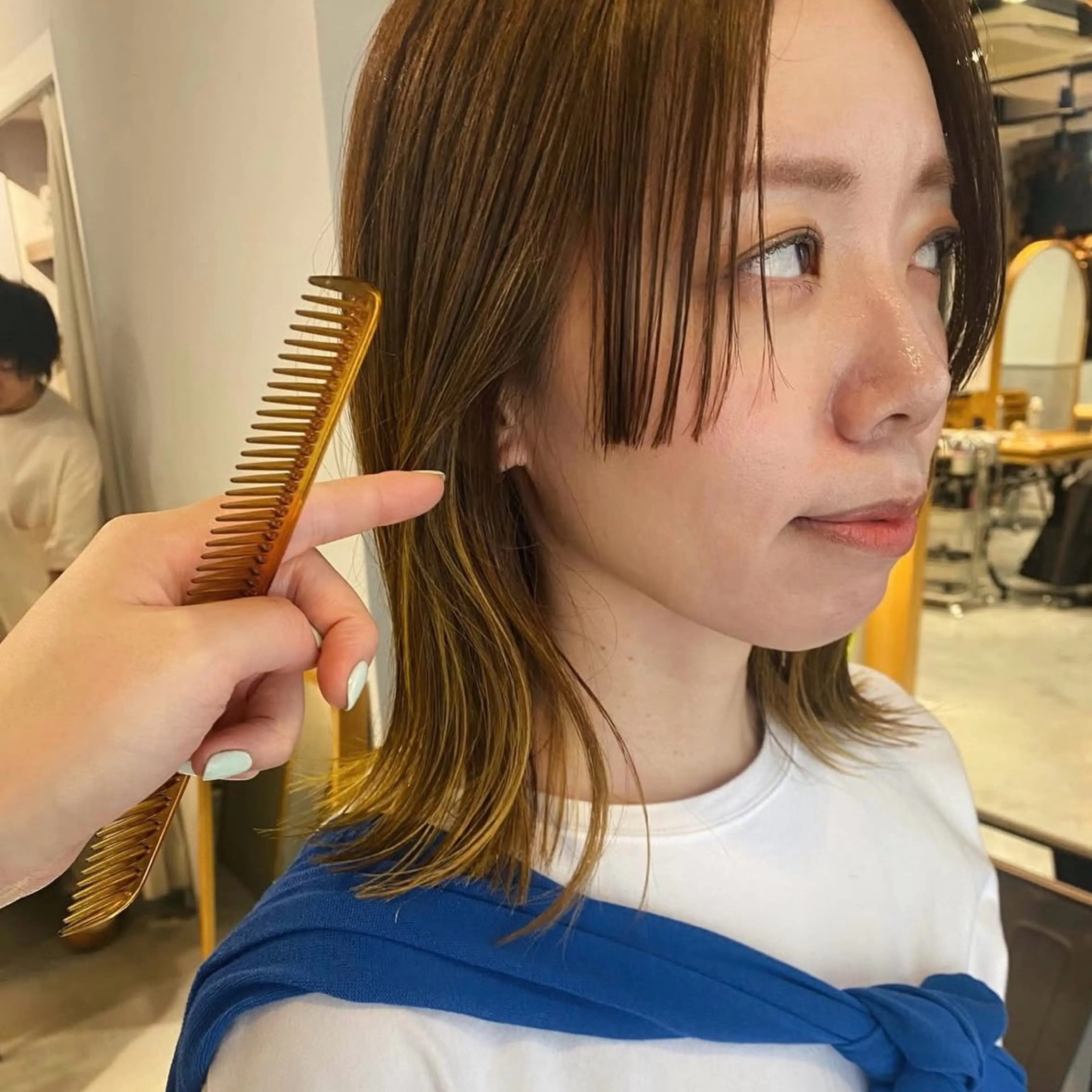 ミディアム イエローカラー chiho🌛ボブ /髪質改善カラー🫧のヘアスタイル