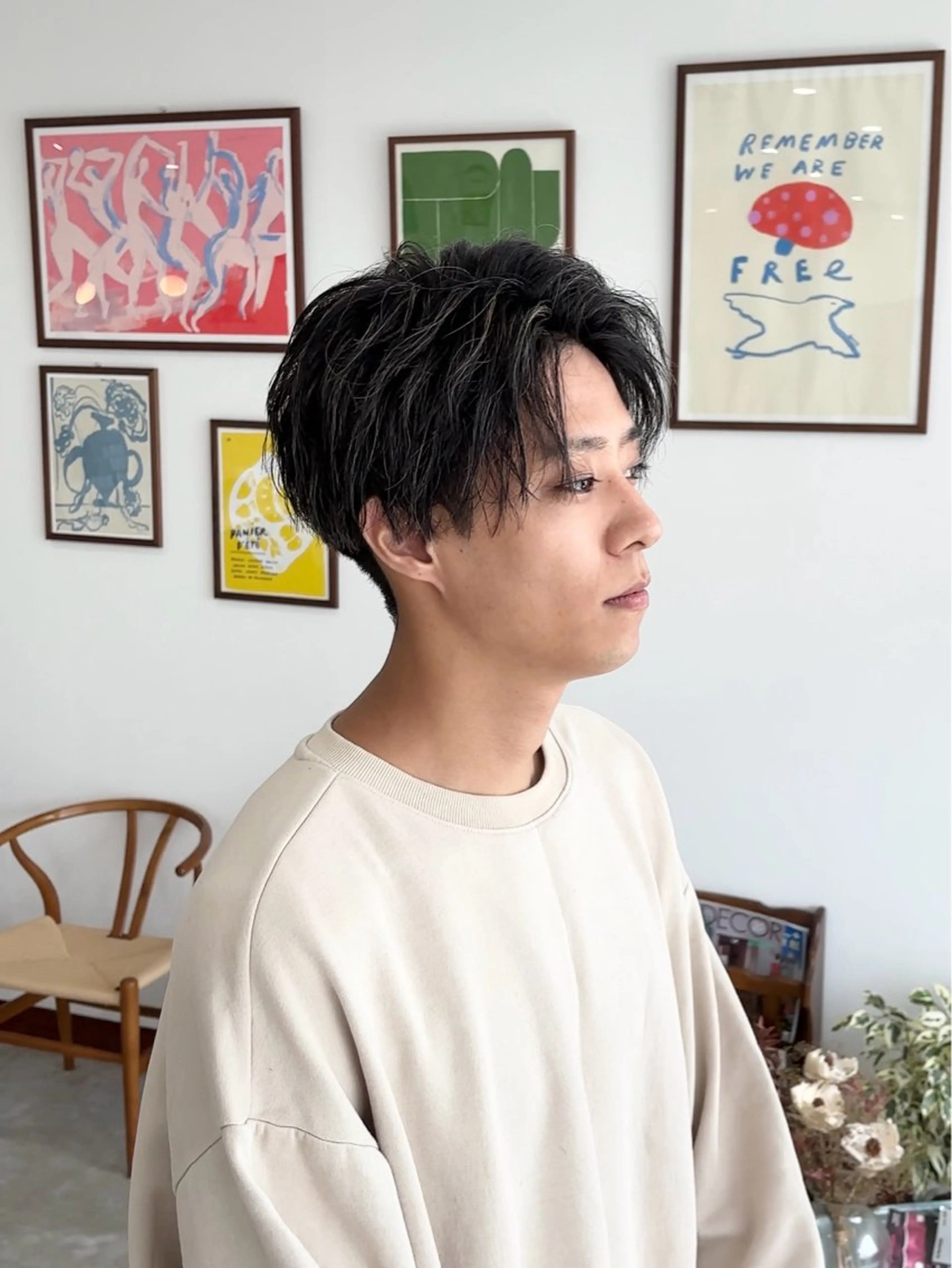 カラー メンズ センターパート メンズハイライト ハイライトカラー 中原 佑のヘアスタイル