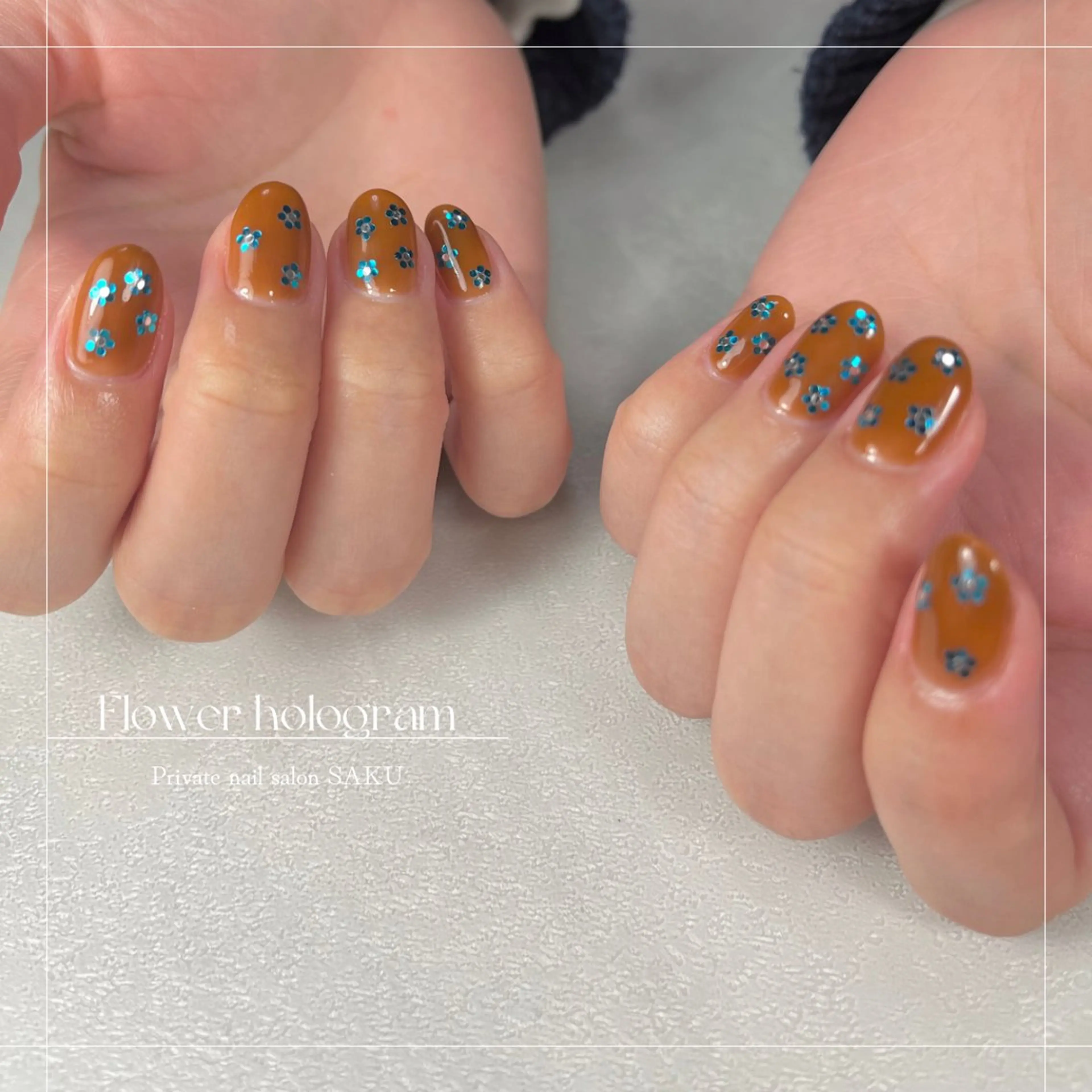 ネイル フラワーネイル ホログラムネイル SAKU  nail[サクネイル]所属・SAKU nail 作島茜のネイルデザイン