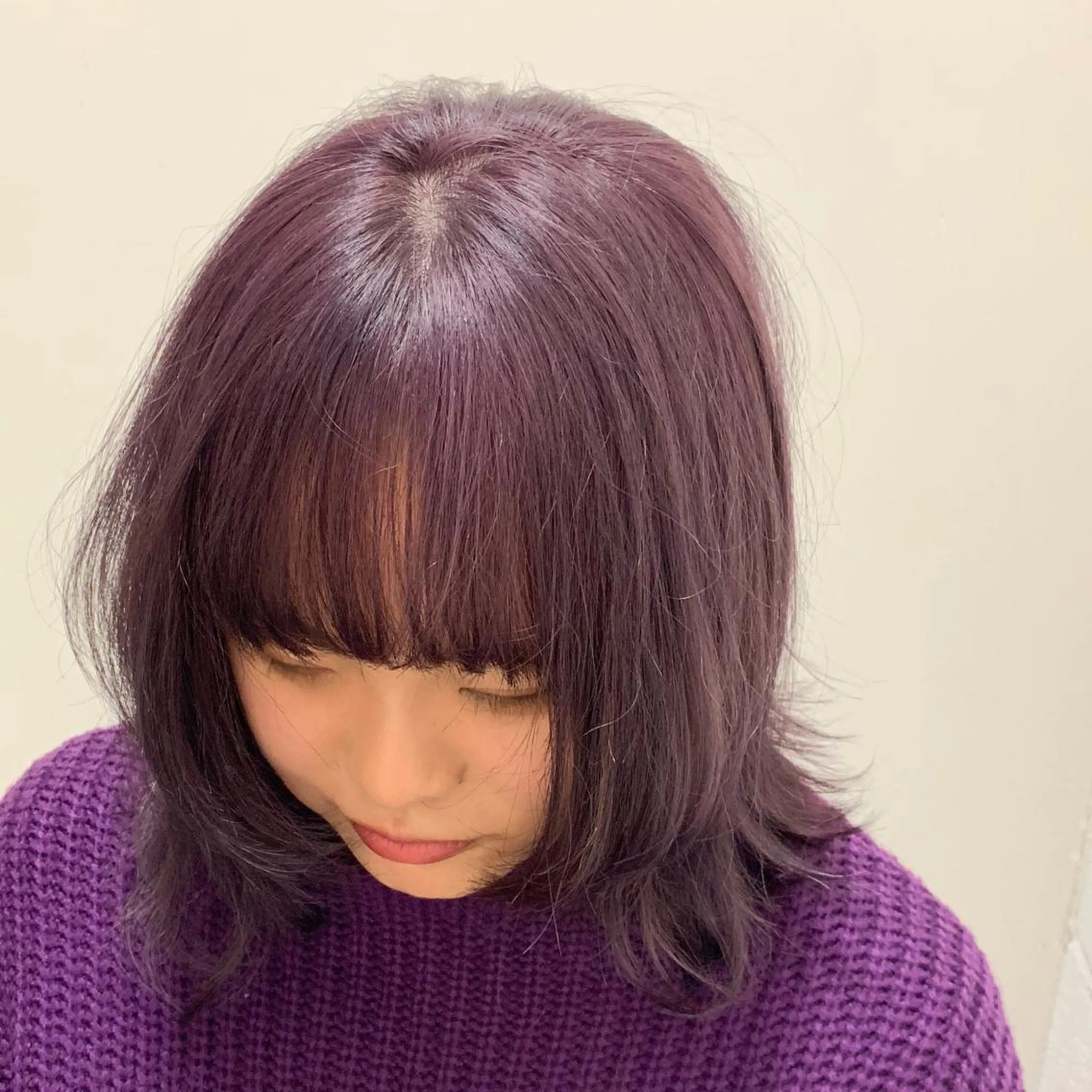 ミディアム カラー ブリーチ パープルカラー THE./ブリーチ 透感カラー/髪質改善のヘアスタイル