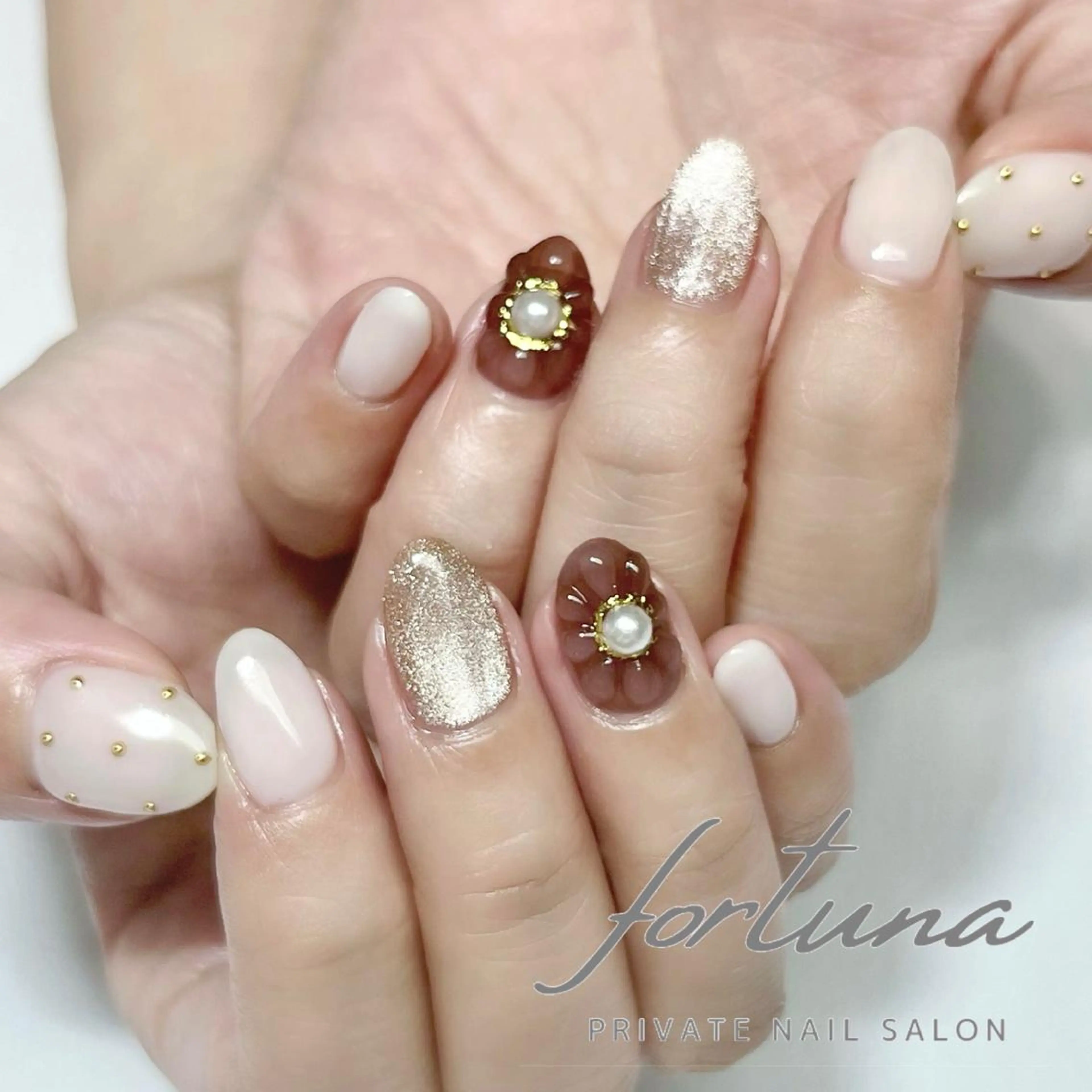 ネイル フラワーネイル マグネットネイル ぷっくりネイル ハンドネイル fortuna 武藤裕美のネイルデザイン