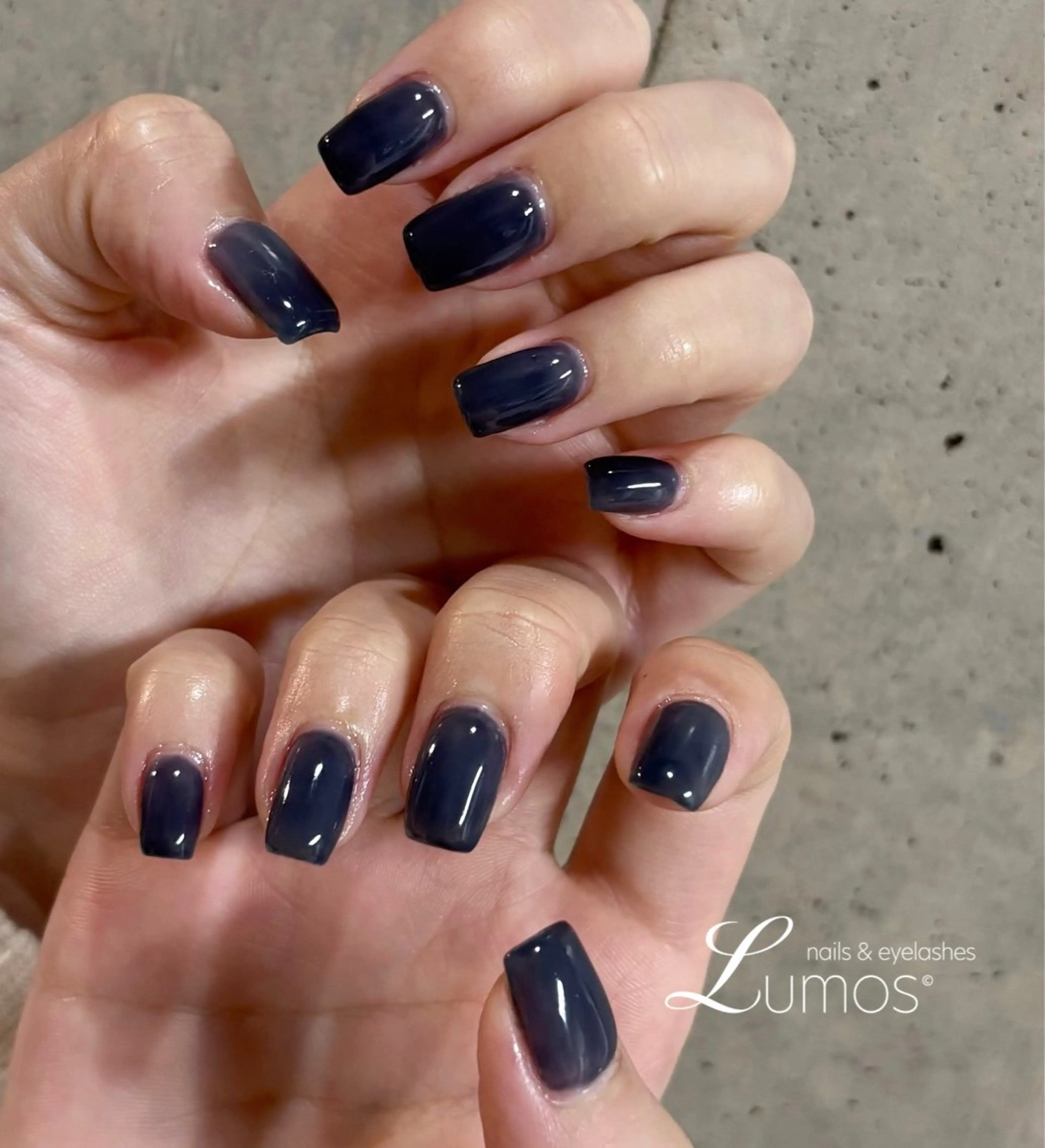 ネイル ネイビー ワンカラーネイル Lumos  nails&eyelashes 桜川所属・Lumos Rikaのネイルデザイン