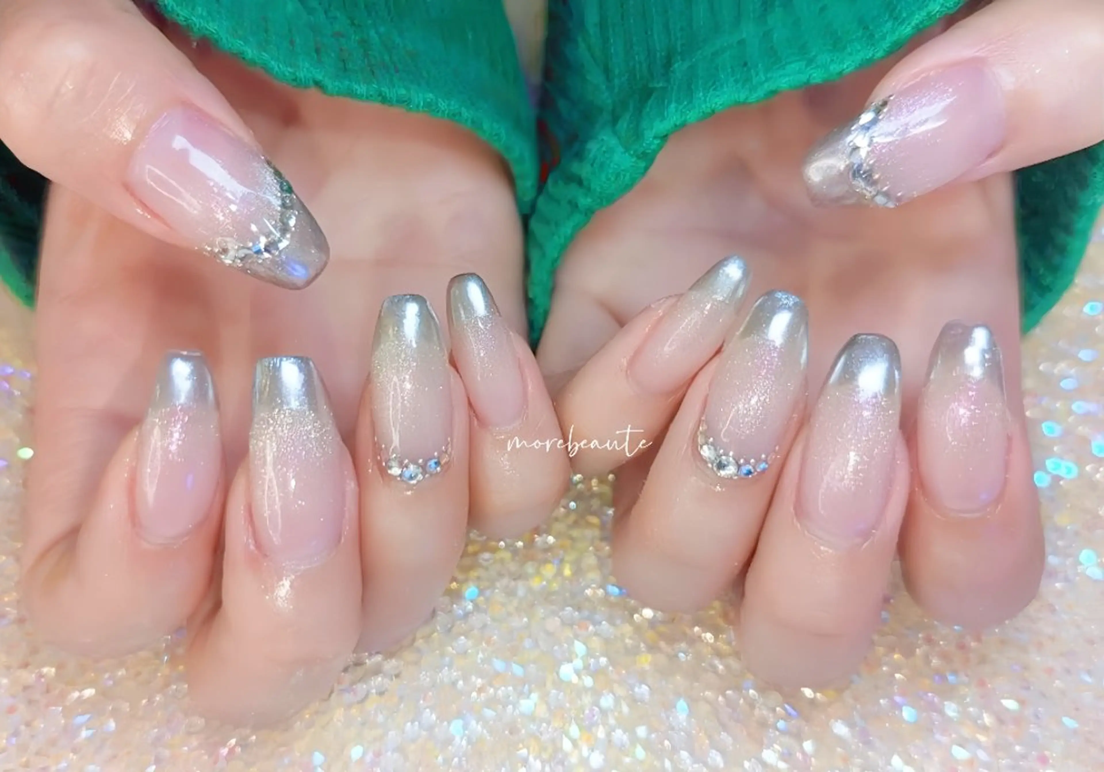 ネイル 長さ出し ジェルネイル ハート 韓国ネイル マグネットネイル ハンドネイル I LOVE ME  NAIL.｡.:*♡のネイルデザイン