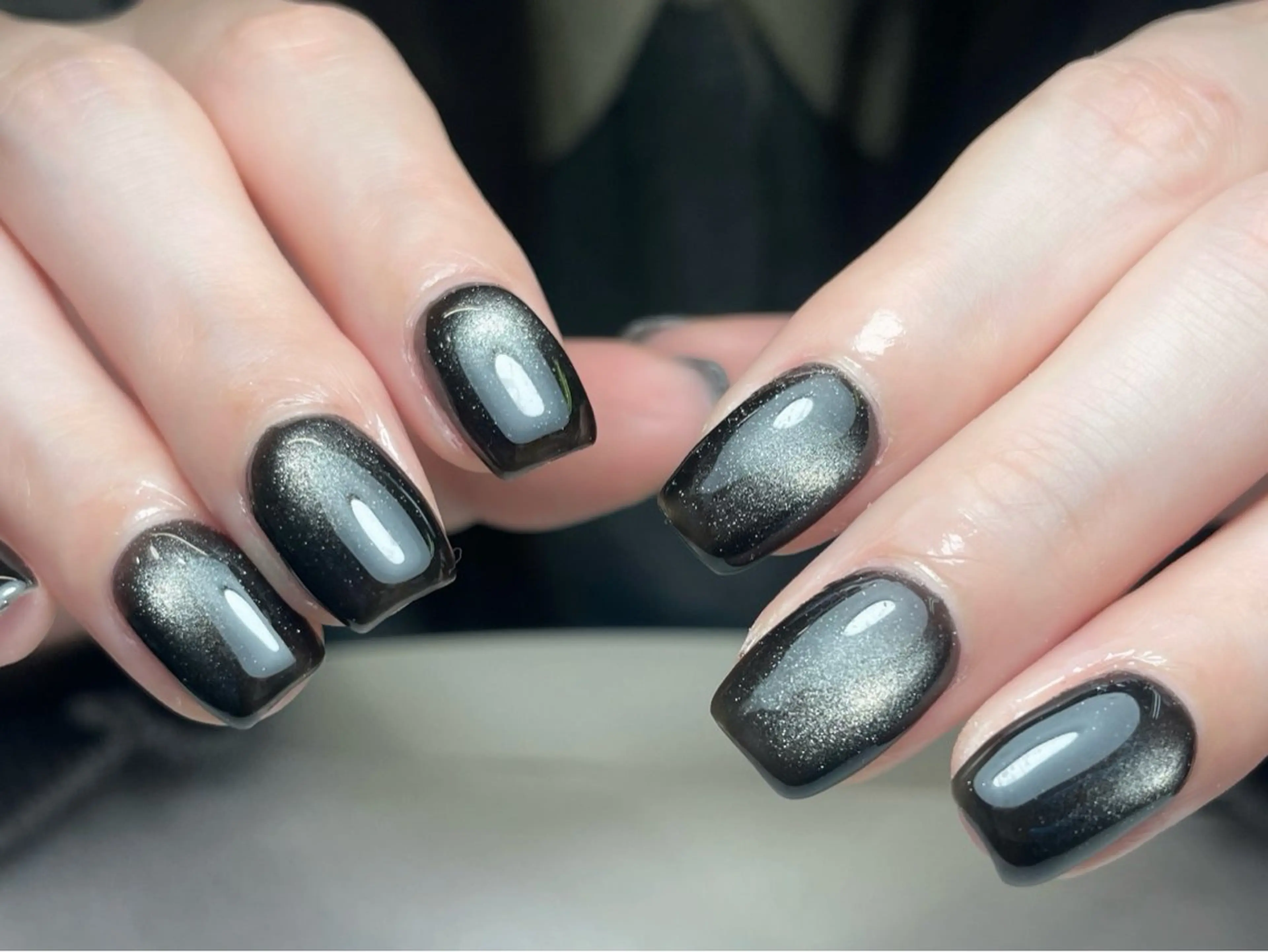 ネイル フレンチネイル ジェルネイル ガラスフレンチ 韓国ネイル ラメ(グリッター) ハンドネイル 中野駅から2分 MEO NAILのネイルデザイン