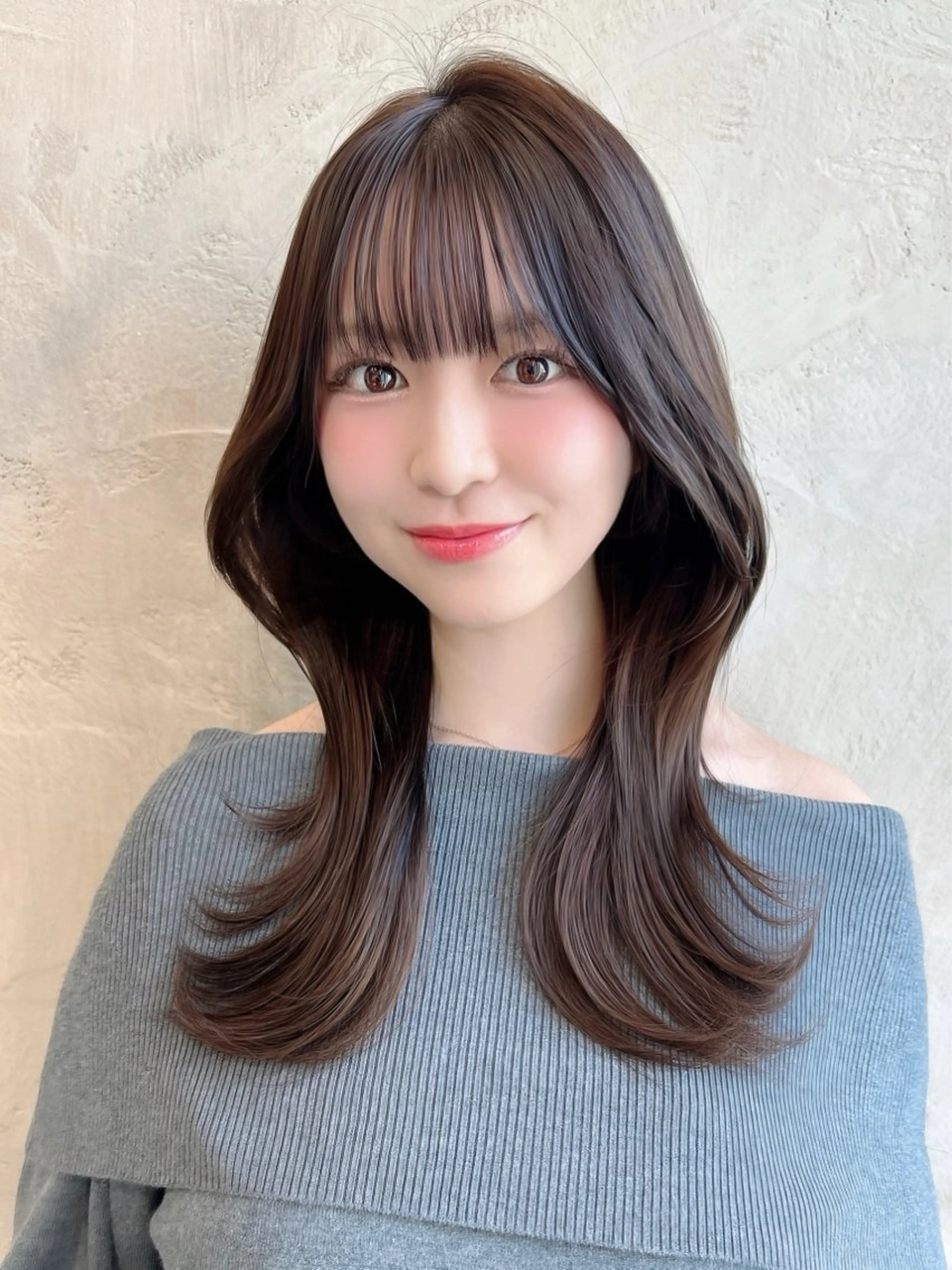 セミロング カラー パーマ カット ヘアカラー トリートメント 新宿✨顔周りカット 韓国ヘア/坂本亜裟海のヘアスタイル