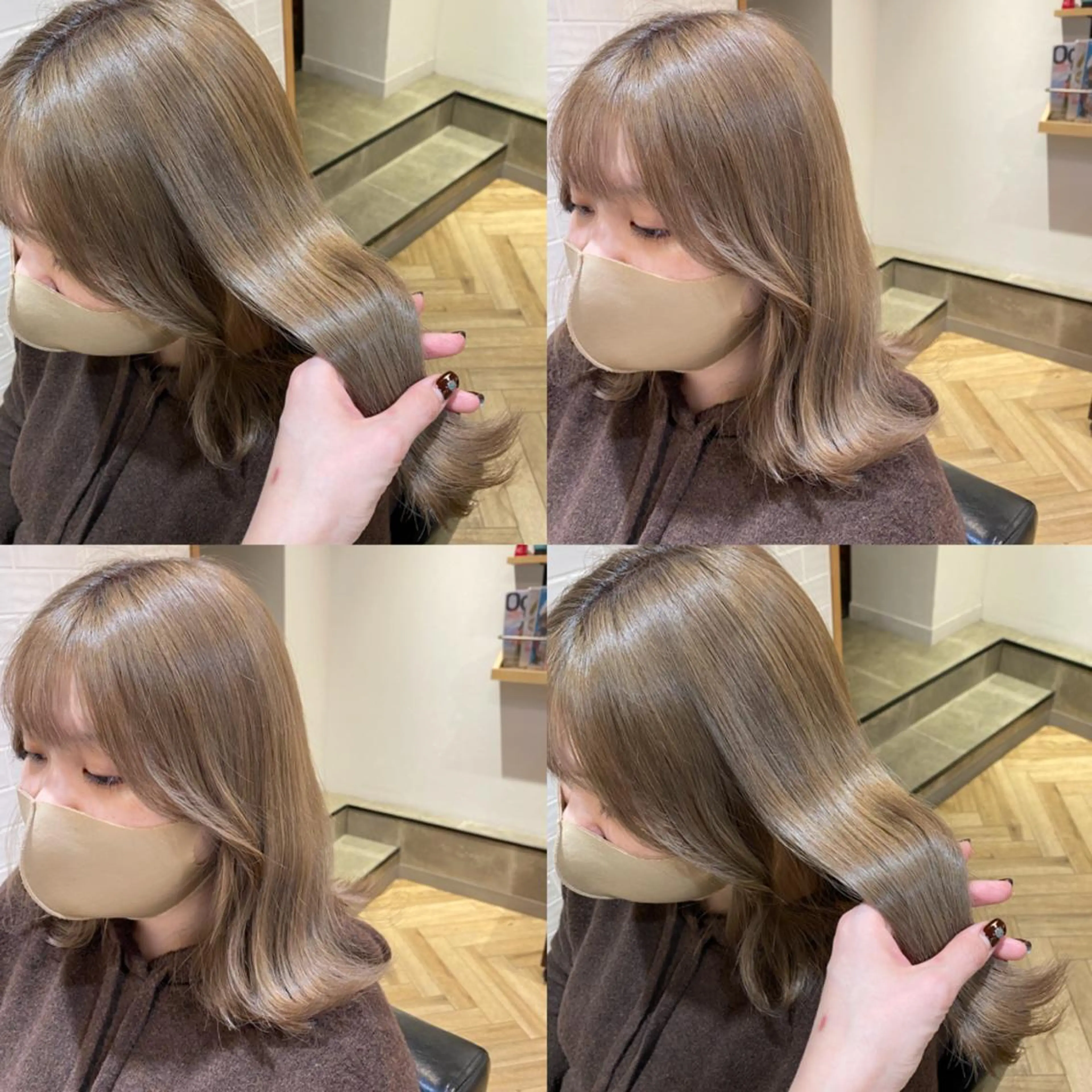 セミロング カラー ベージュカラー ブリーチ 艶カラー/韓国顔周り 🎀mamiのヘアスタイル