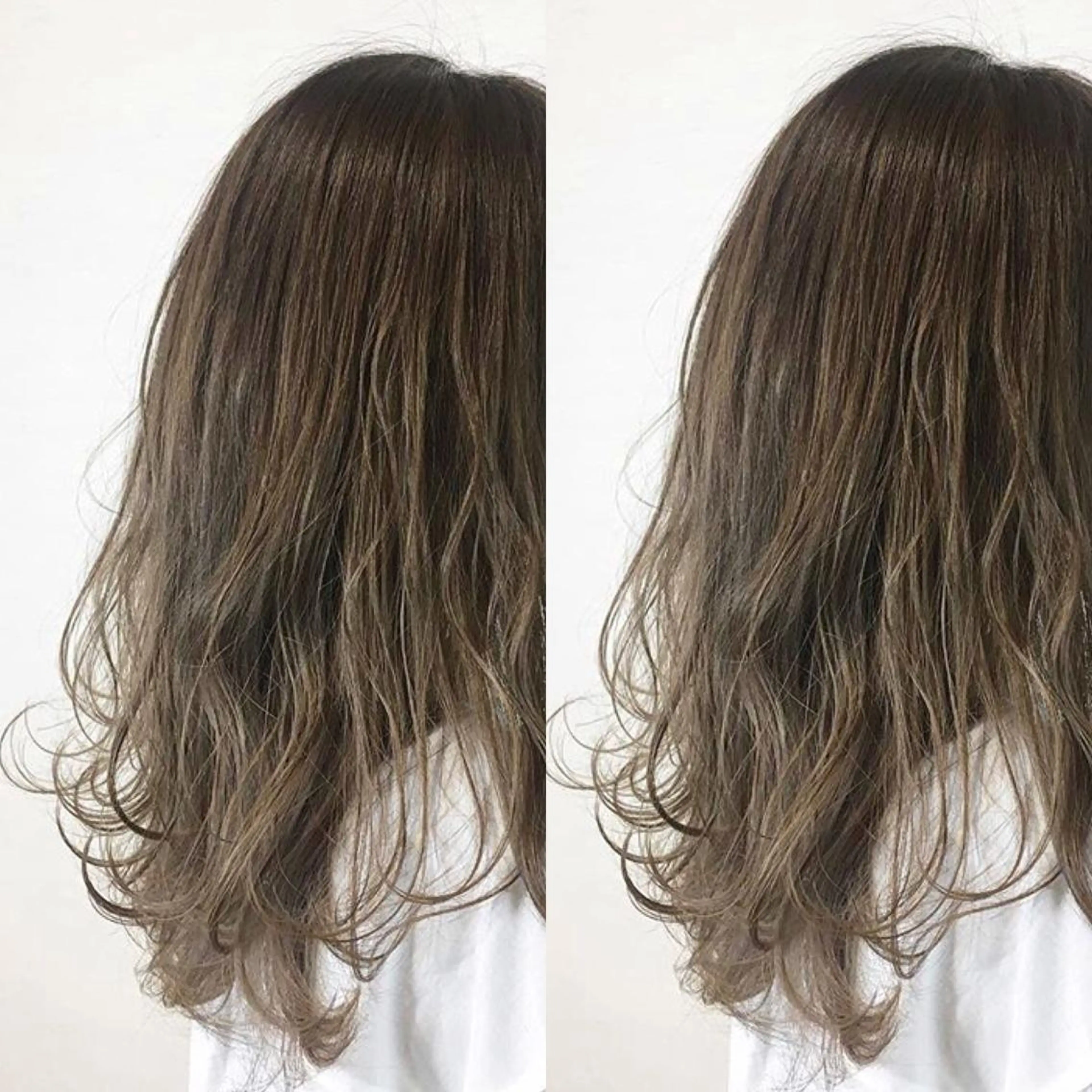 セミロング カラー グラデーションカラー 韓国レイヤーカット/ ダブルカラーのヘアスタイル